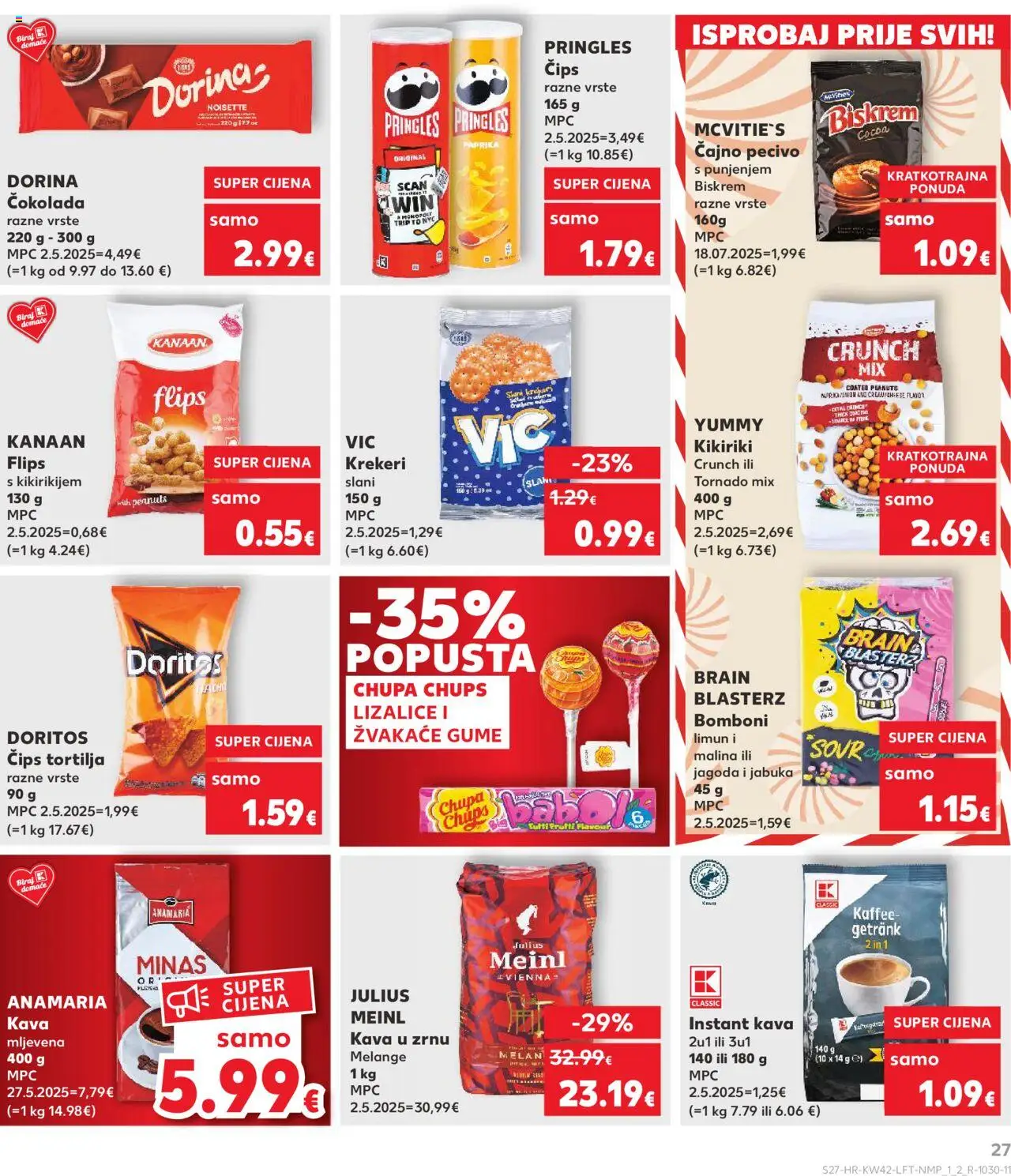 Kaufland katalog | vrijedi od 15.10.2025 | Stranica: 27 | Proizvodi: Dorina, Kava u zrnu, Čips, Limun