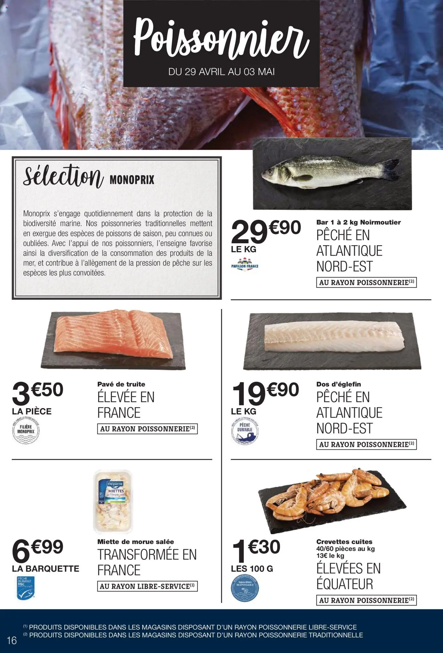 {H1} | Page: 16 | Produits: Pêche, Crevettes, Dos d'églefin, Morue