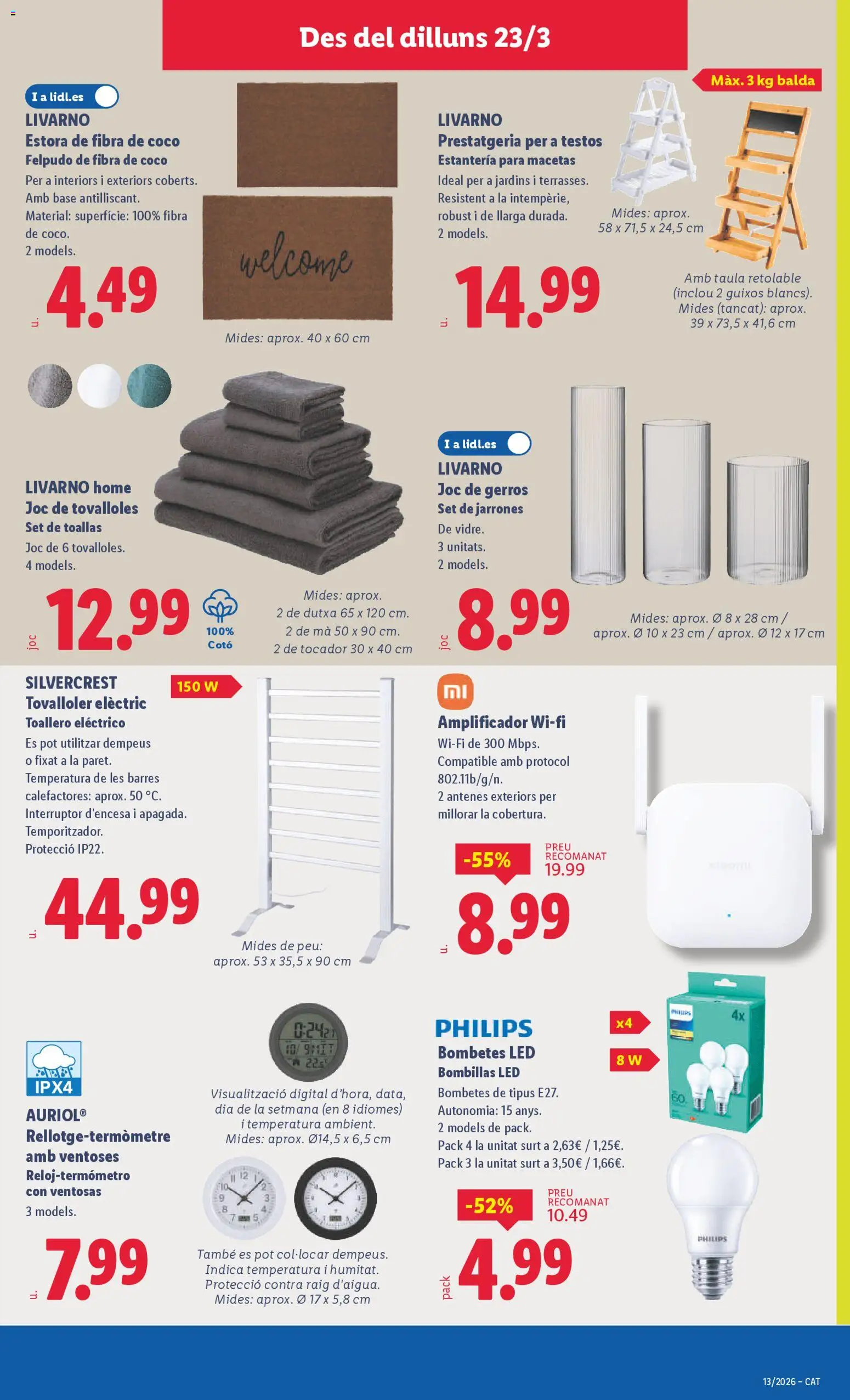 Lidl folleto de bazar │ válido desde el 16.03.2026 | Página: 13 | Productos: Toallero, Τυρόπιτα, Felpudo