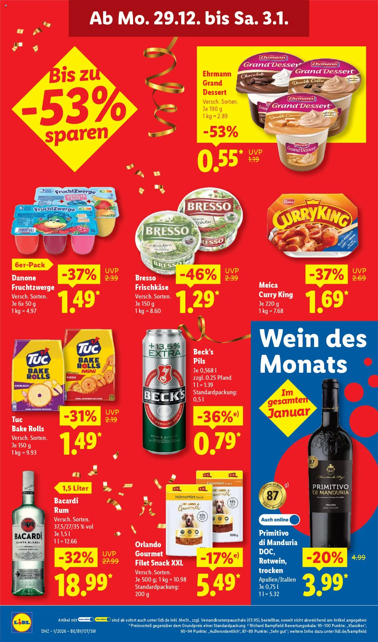 Lidl Prospekt Uffenheim – gültig ab 29.12.2025 | Seite: 16 | Produkte: Fruchtzwerge, Knoblauch, Pizza, Wein