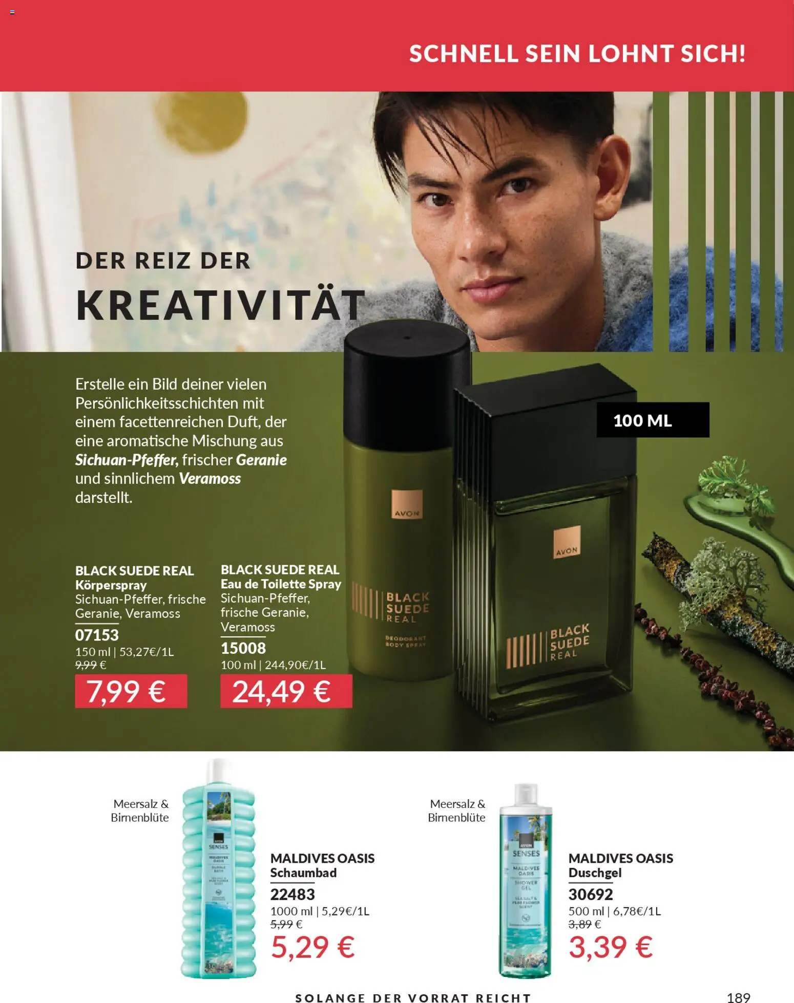 AVON Katalog Dezember 2025 – gültig ab 01.12.2025 | Seite: 191 | Produkte: Toilette, Eau de Toilette, Duschgel, Körperspray