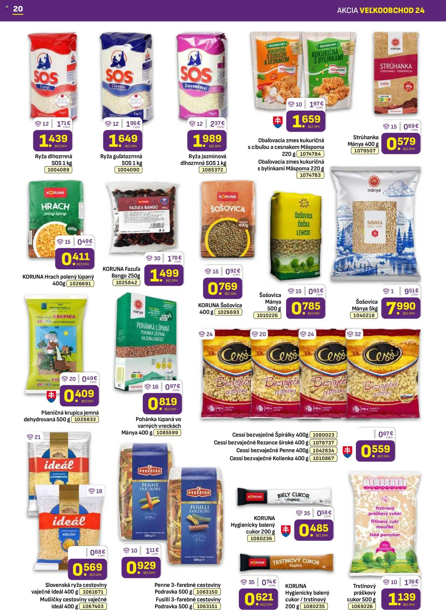 Nové Libex akcie – leták je platný od 01.12.2025 | Strana: 20 | Produkty: Ryža, Šošovica, Cukor, Trstinový cukor