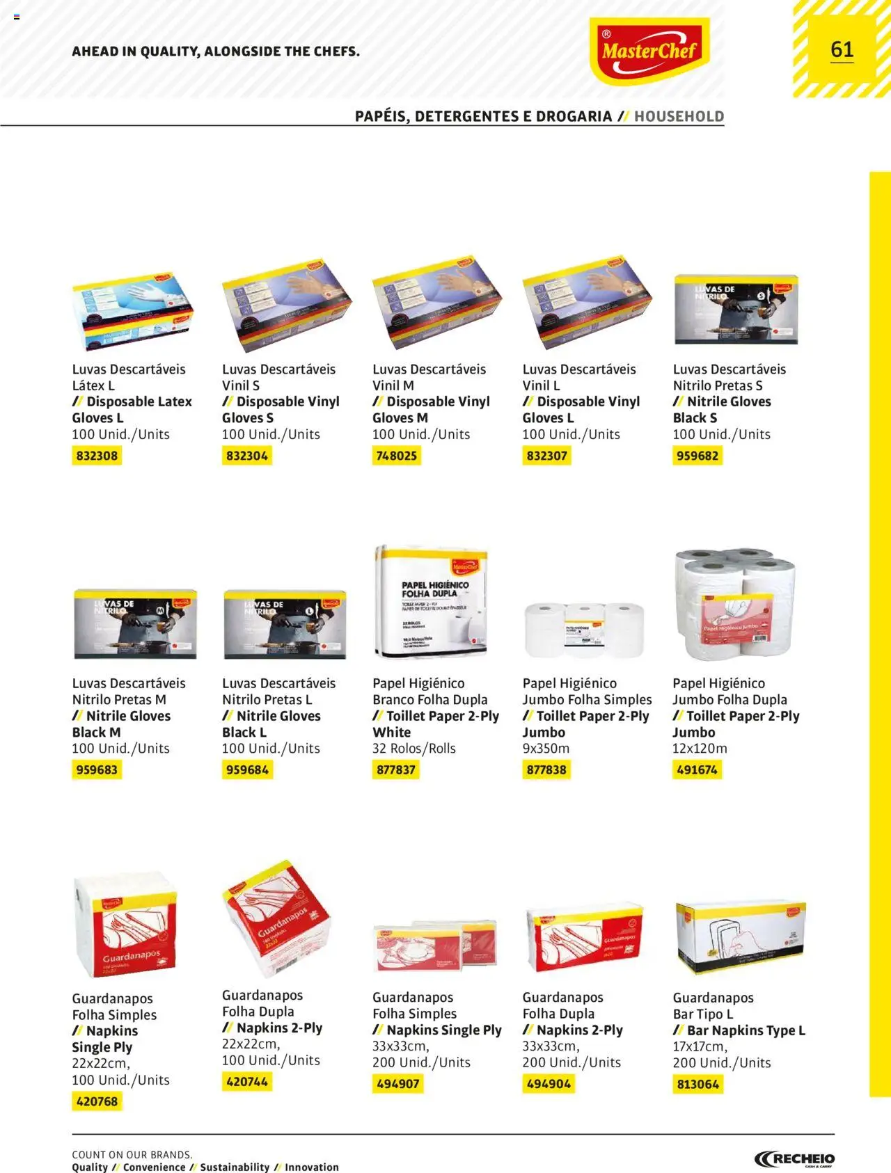 Recheio MasterChef │ válido de 22.03.2024 | Página: 61 | Produtos: Luvas, Papel higiénico, Guardanapos