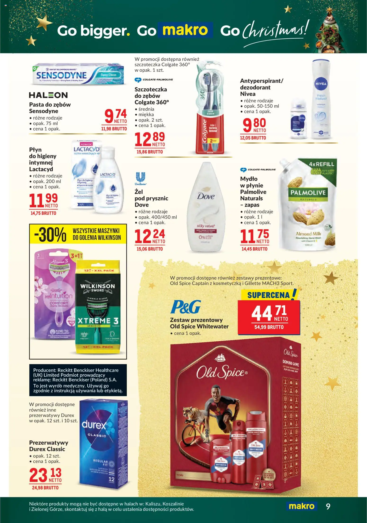 Makro Gazetka od 09.12.2025 | Strona: 9 | Produkty: Gillette, Prezerwatywy, Pasta do zębów, Old spice