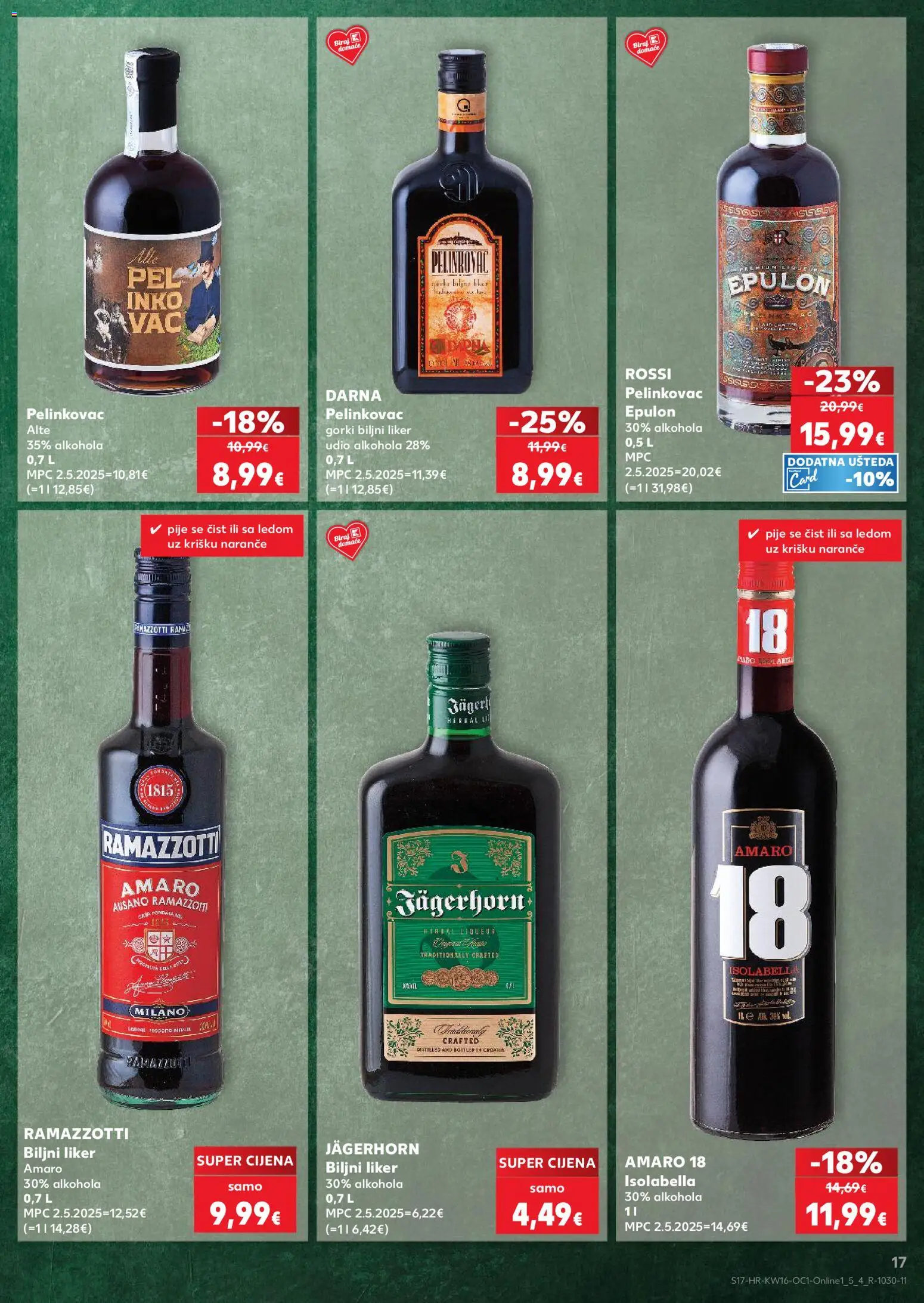 Kaufland katalog | vrijedi od 15.04.2026 | Stranica: 17 | Proizvodi: Pelinkovac, Naranče, Liker