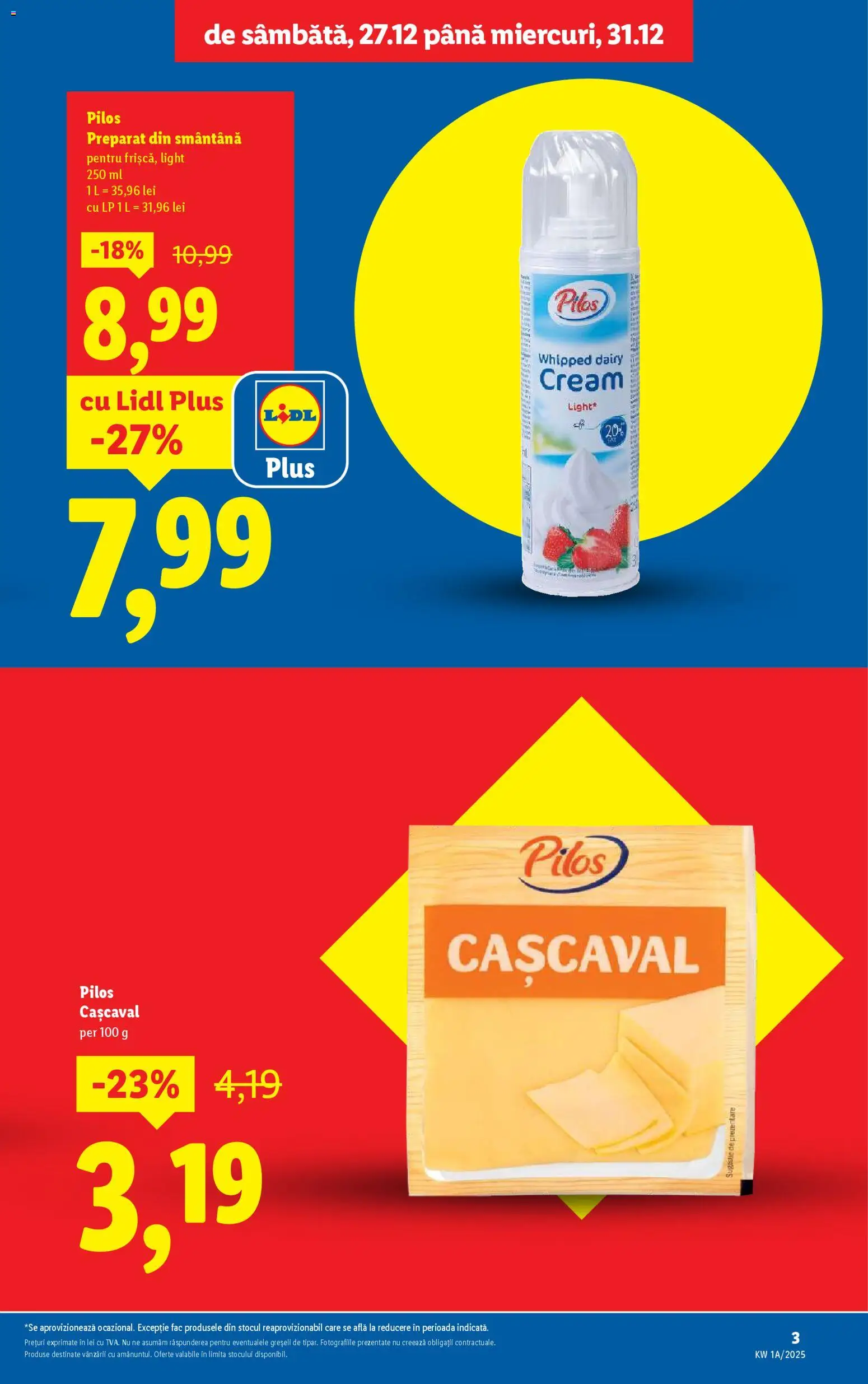 Noul catalog Lidl – valabil de la 27.12.2025 | Pagină: 3 | Produse: Toplar, Cașcaval, Smântână
