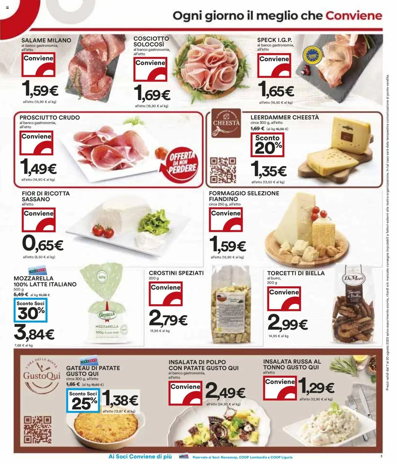 Volantino COOP del 07.08.2025 | Pagina: 3 | Prodotti: Speck, Mozzarella, Data, Tonno