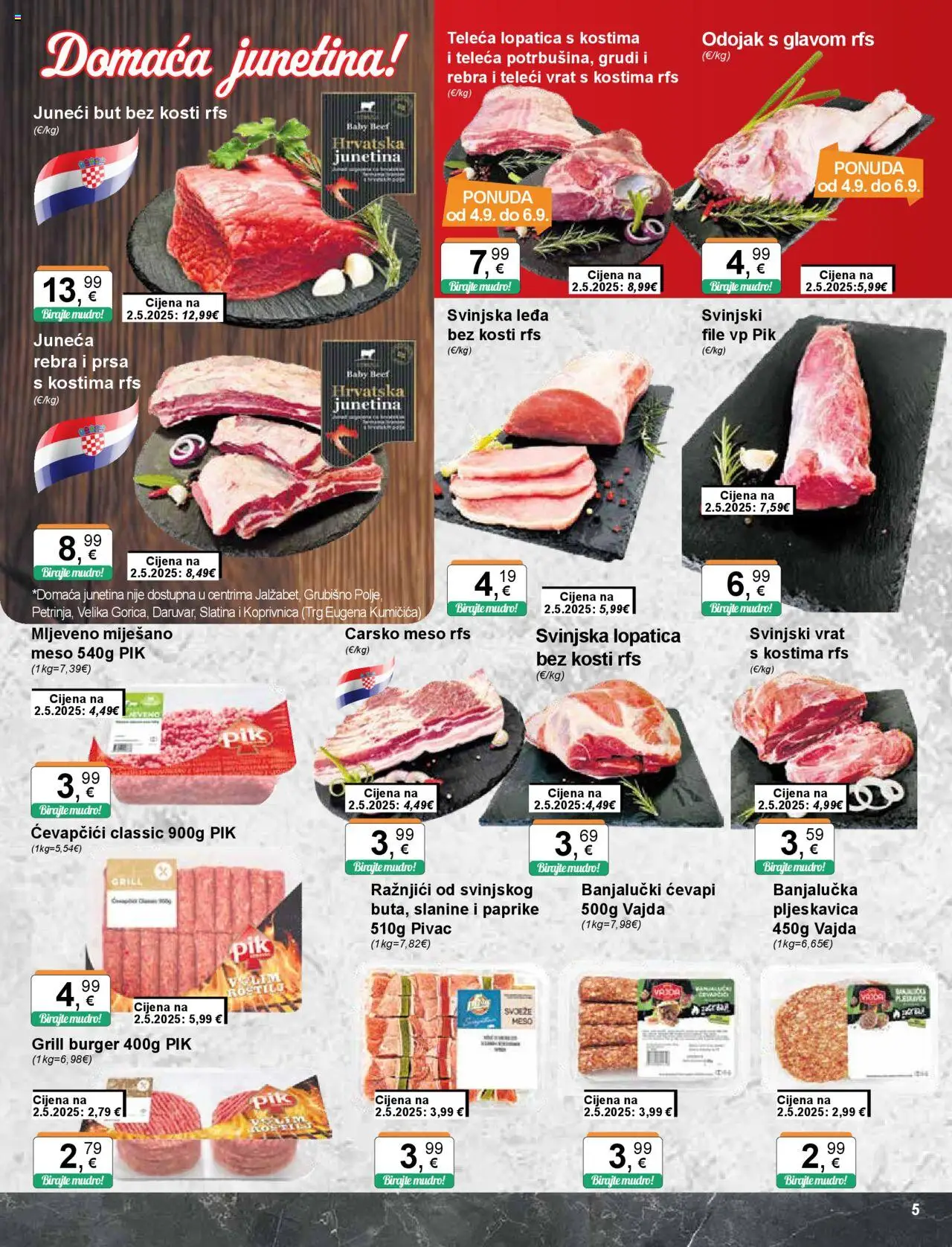 KTC katalog | vrijedi od 04.09.2025 | Stranica: 5 | Proizvodi: Carsko meso, Svinjski vrat, Svinjska lopatica, Meso