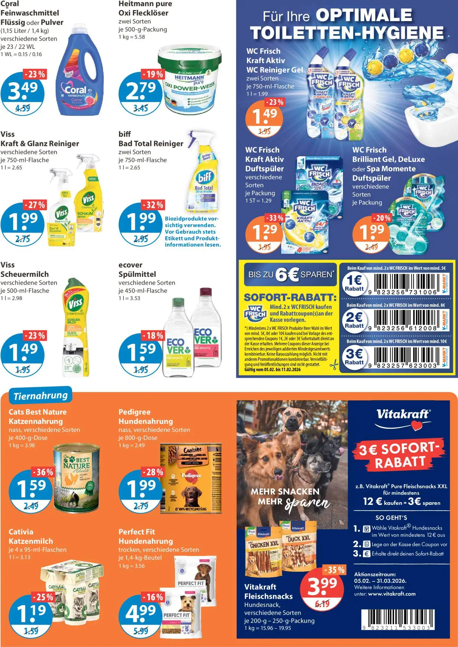 V-Markt - Schwaben / Oberbayern – gültig ab 05.02.2026 | Seite: 13 | Produkte: Coral, Bad, Dusche, Pedigree