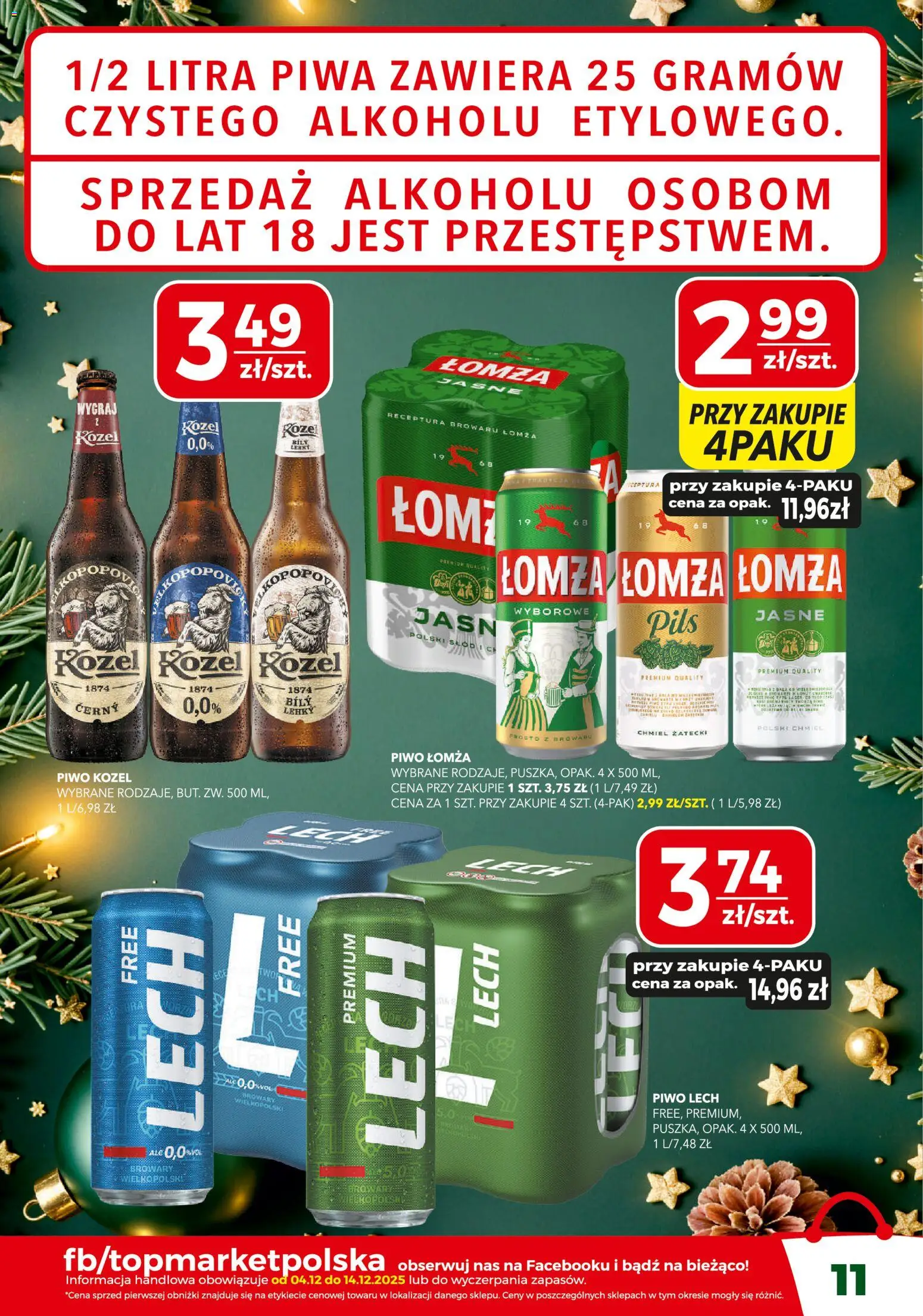 Top Market Gazetka od 04.12.2025 | Strona: 11 | Produkty: Piwo, Piwo kozel