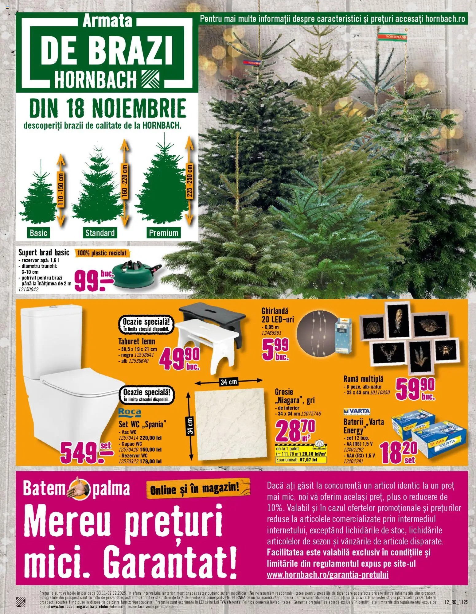 Noul catalog Hornbach – valabil de la 03.11.2025 | Pagină: 12 | Produse: Gresie, Taburet, Baterii, Apă