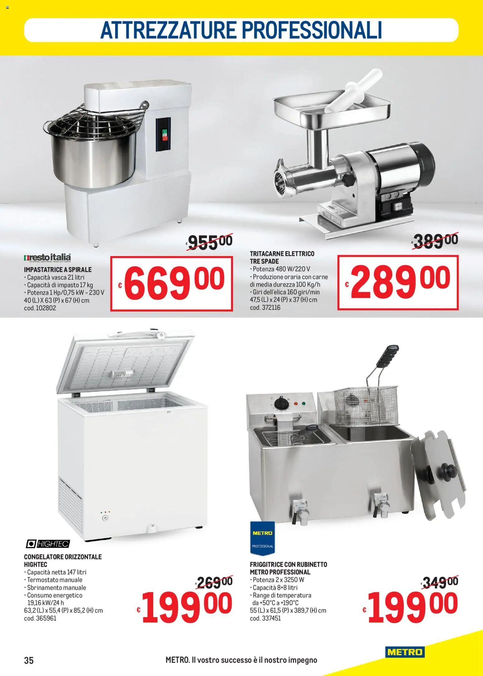 Volantino Metro del 05.03.2026 | Pagina: 35 | Prodotti: Impastatrice, Congelatore, Tritacarne, Friggitrice