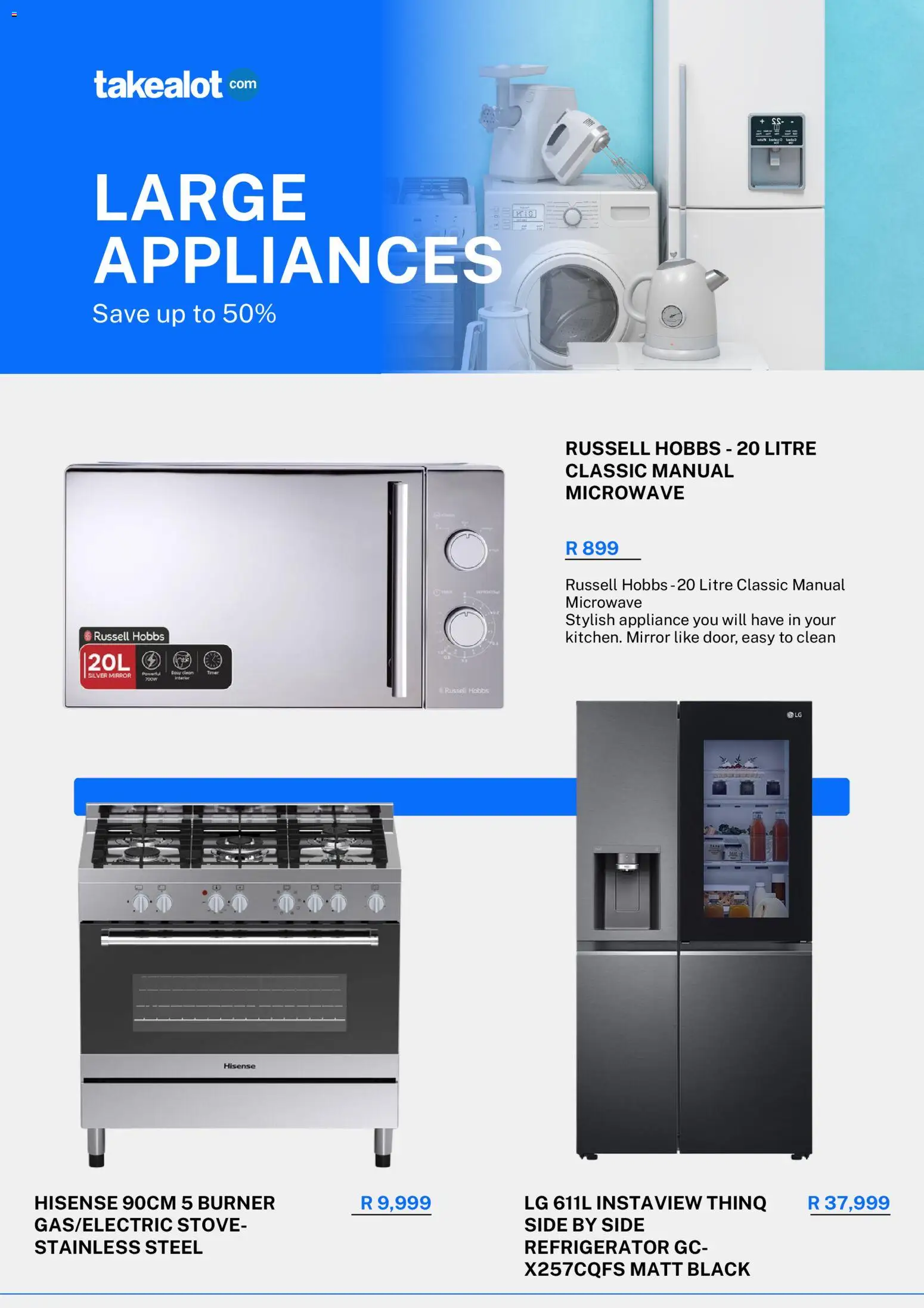 New Takealot catalogue – valid from 03.11.2025 | Page: 3 | Products: Refrigerator, Stove, Mirror, Microwave