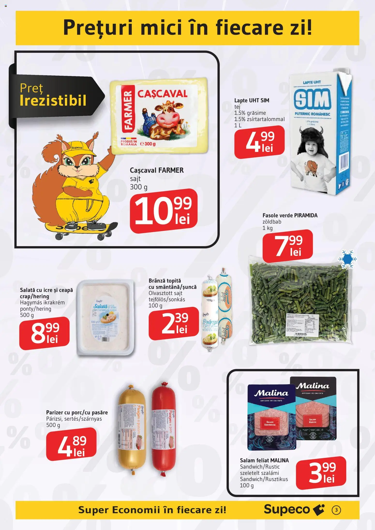 Noul catalog Supeco – valabil de la 15.01.2026 | Pagină: 3 | Produse: Mici, Lapte, Brânză, Salam