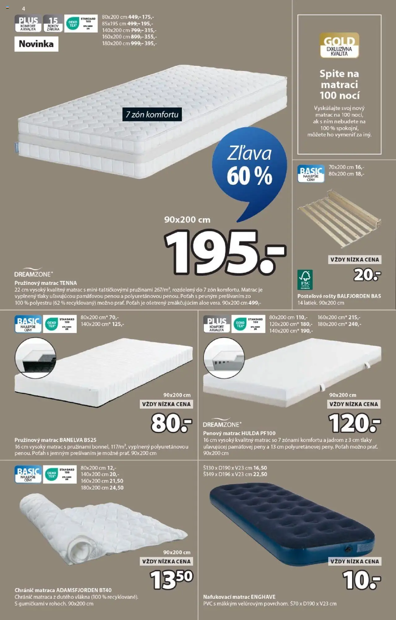 Nové JYSK akcie – leták je platný od 15.10.2025 | Strana: 4 | Produkty: Matrac, Nafukovací matrac
