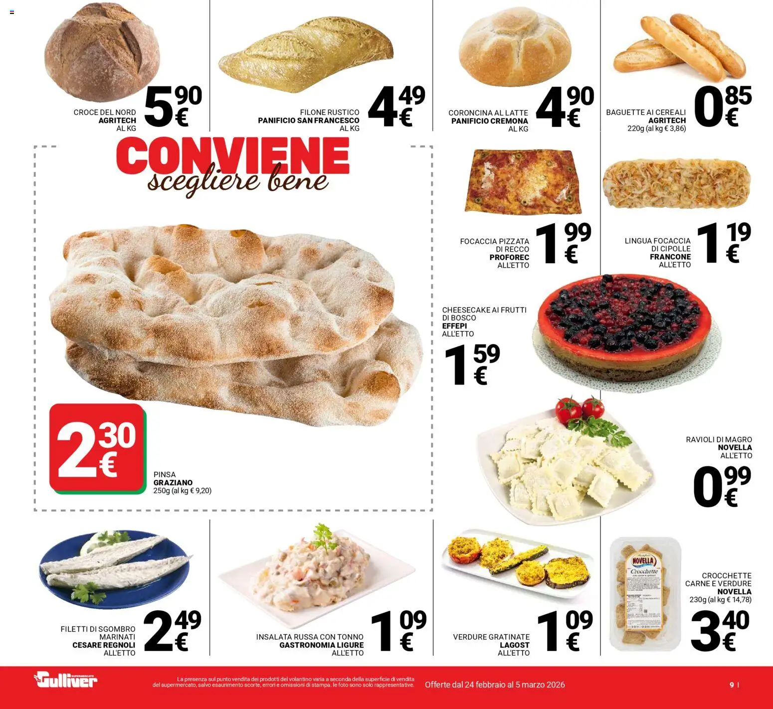 Volantino Gulliver del 24.02.2026 | Pagina: 9 | Prodotti: Cereali, Focaccia, Latte, Crocchette