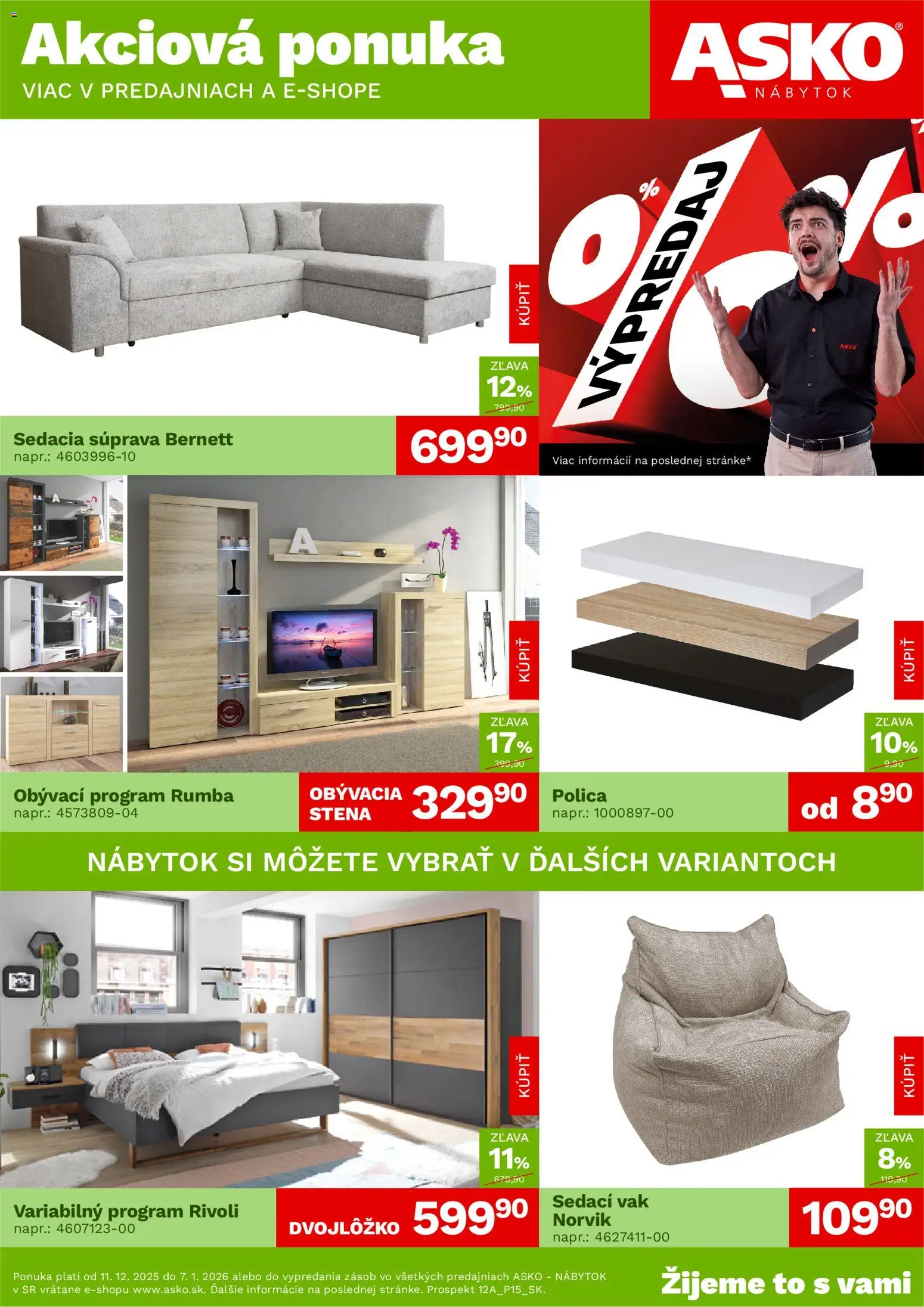 Nové ASKO nábytok akcie – leták je platný od 11.12.2025 | Strana: 1 | Produkty: Nábytok, Sedacia súprava, Sedací vak