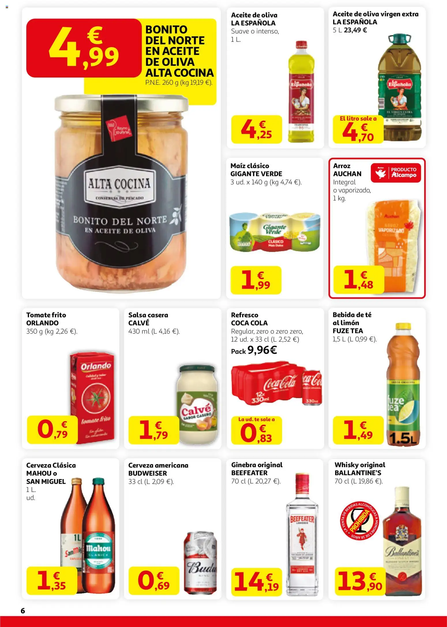 Alcampo - SM Nacional  │ válido desde el 12.02.2026 | Página: 6 | Productos: Ginebra, Té, Aceite de oliva, Whisky