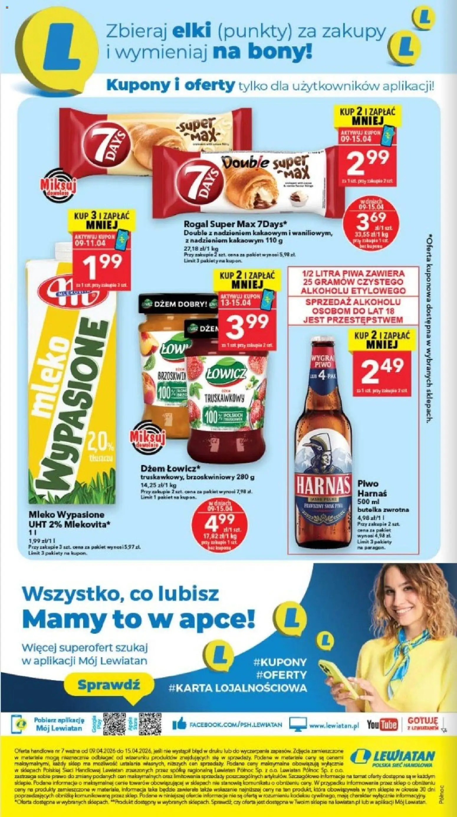 Lewiatan gazetka - Gdańsk od 09.04.2026 | Strona: 8 | Produkty: Mleko wypasione, Dżem, Mleko, Piwo