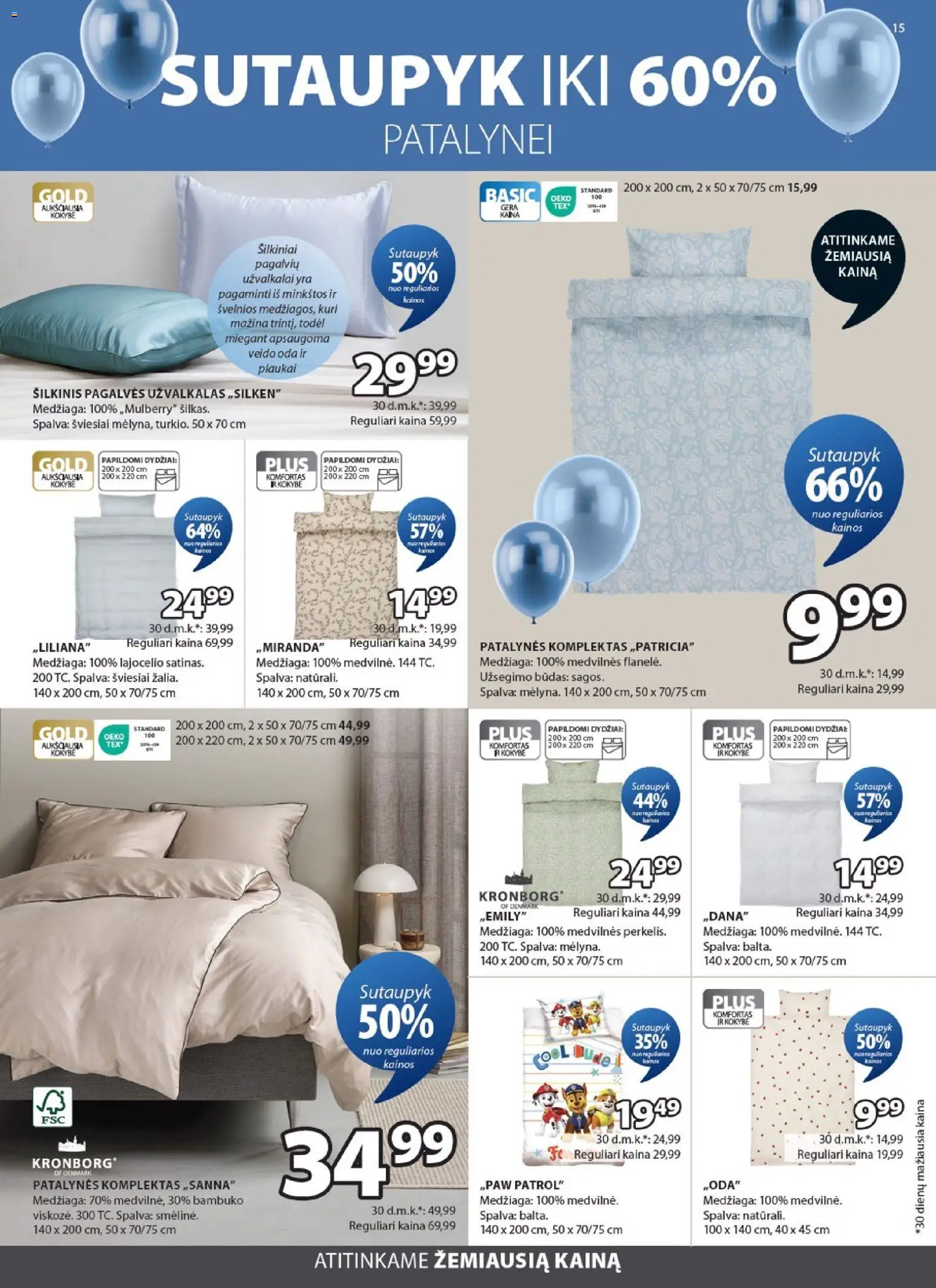 JYSK akcijos nuo 31.03.2026 | Puslapis: 15 | Prekių: Patalynės komplektas, Užvalkalas