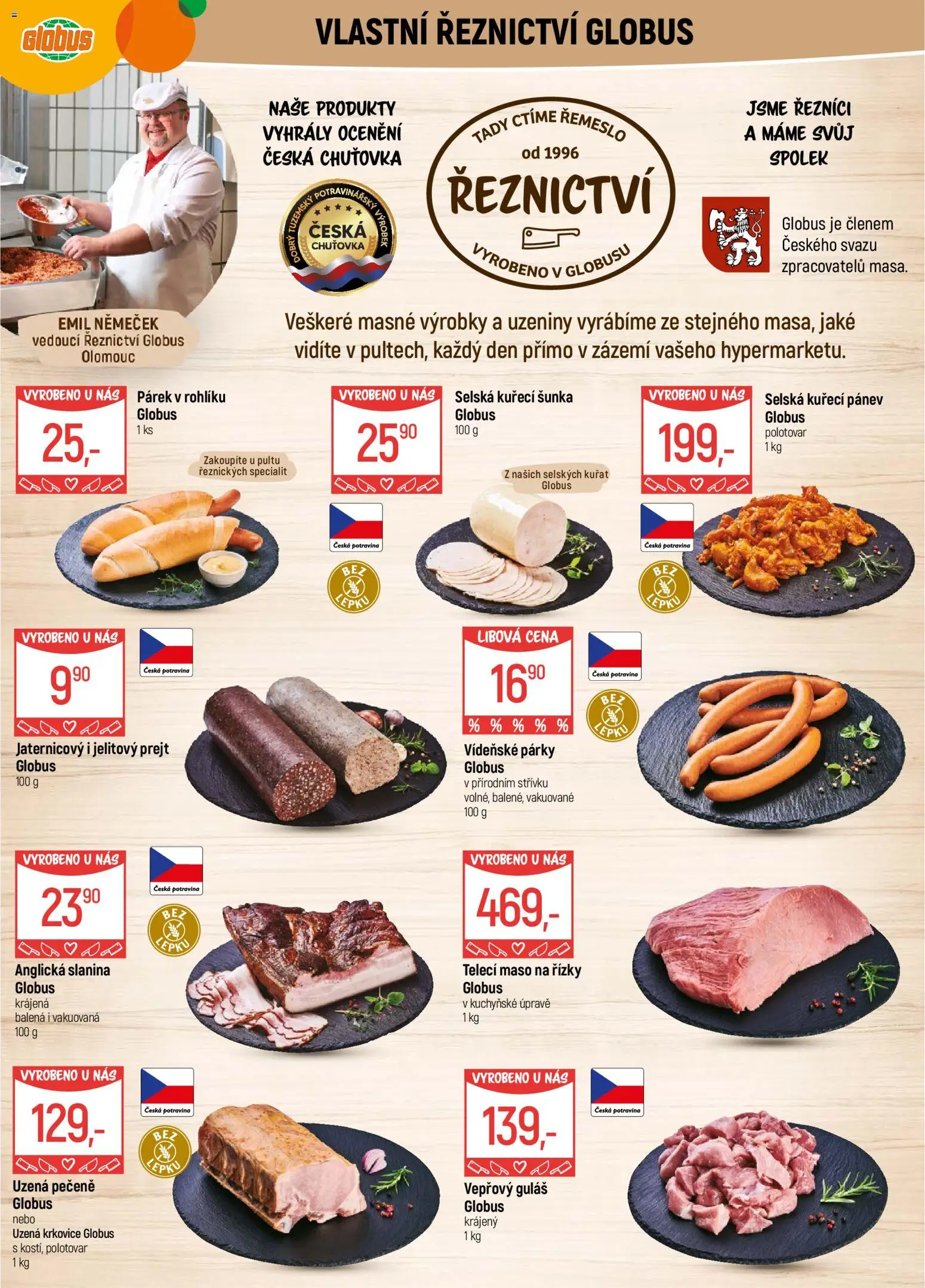 Globus leták - Olomouc od 14.01.2026 | Strana: 5 | Produkty: Globus, Párky, Kuřecí šunka, Maso