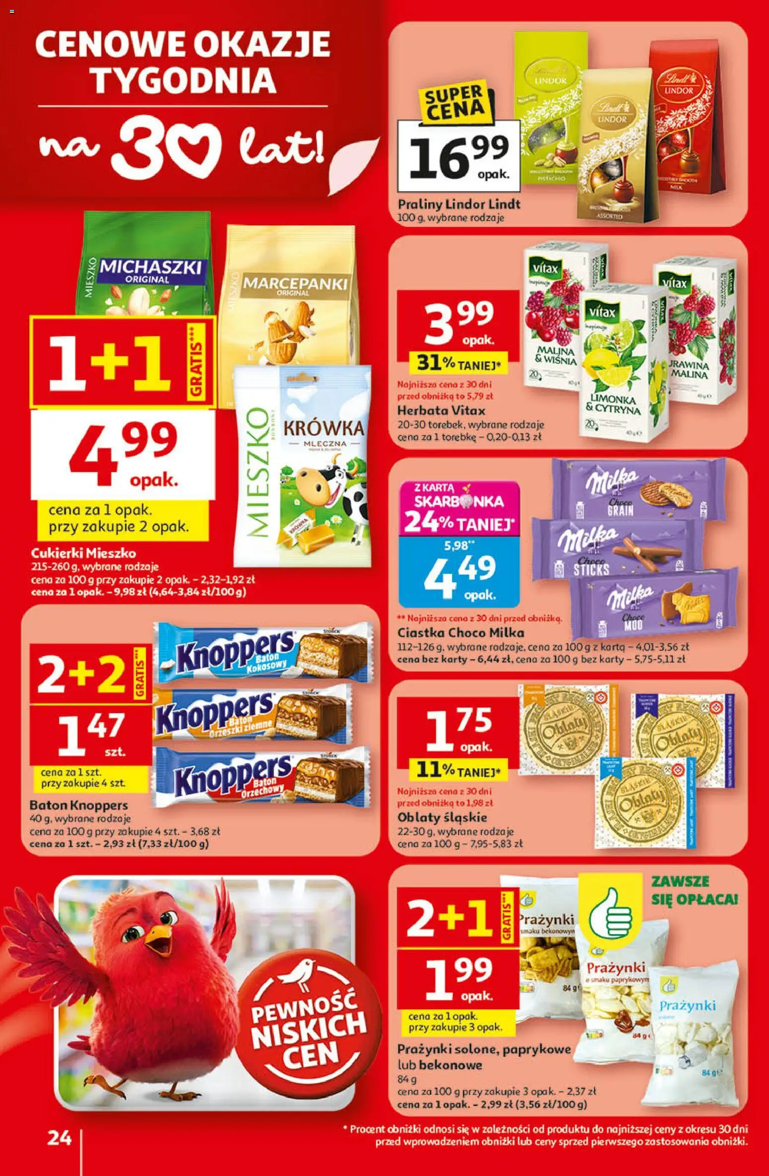 Auchan - Gazetka 30 Lat Hipermarket  od 09.04.2026 | Strona: 24 | Produkty: Krowka, Milka, Baton, Herbata
