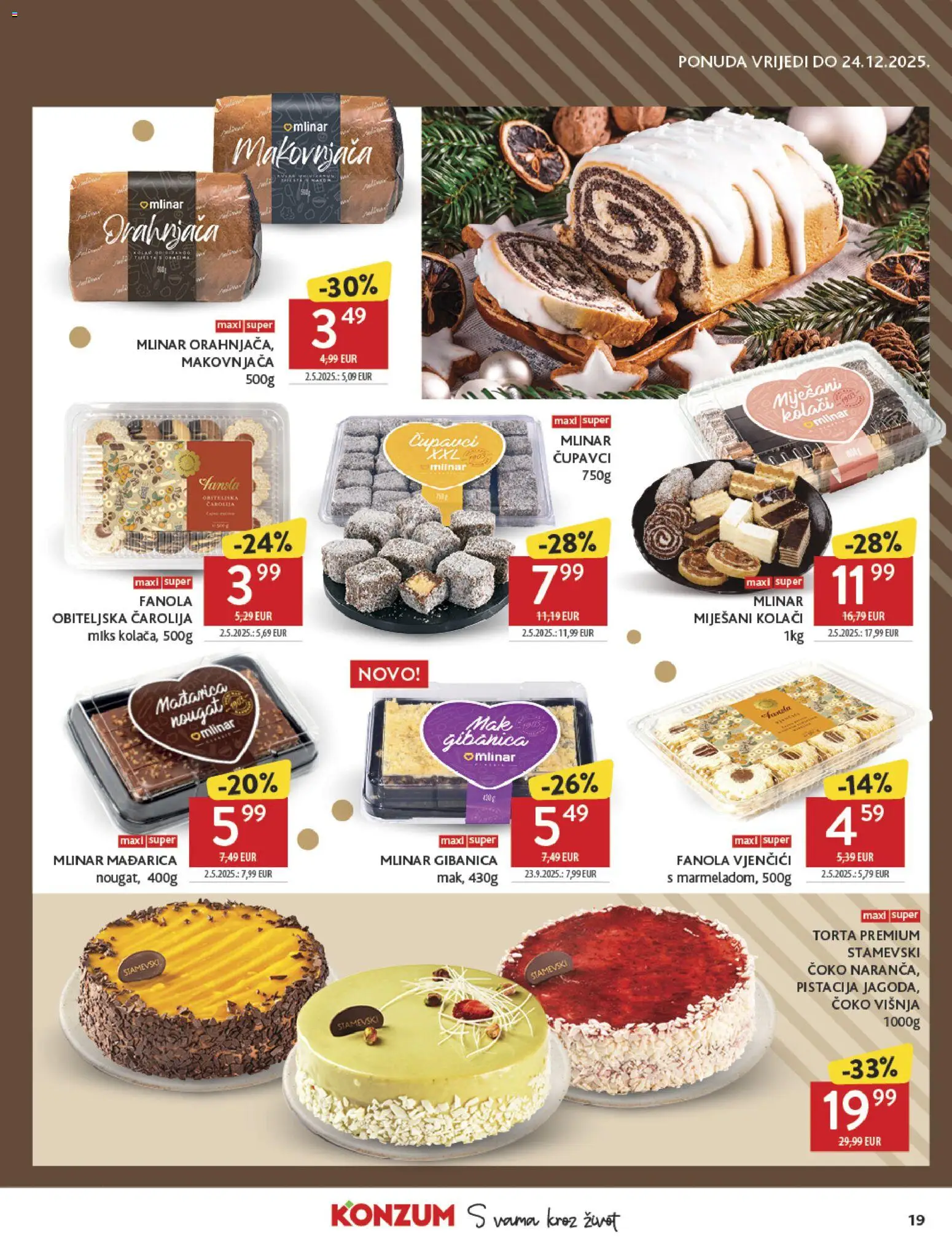 Konzum HR akciós ujság - amely érvényes a következő dátumtól: 10.12.2025 | Oldal: 19 | Termékek: Torta
