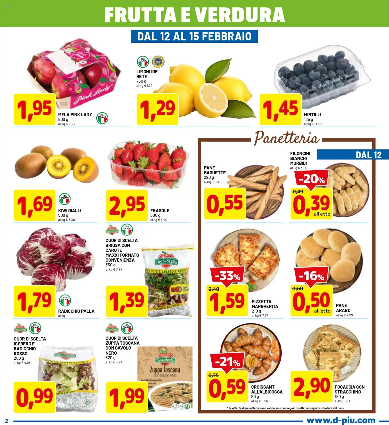 Volantino D Più del 12.02.2026 | Pagina: 2 | Prodotti: Kiwi, Frutta, Stracchino, Croissant