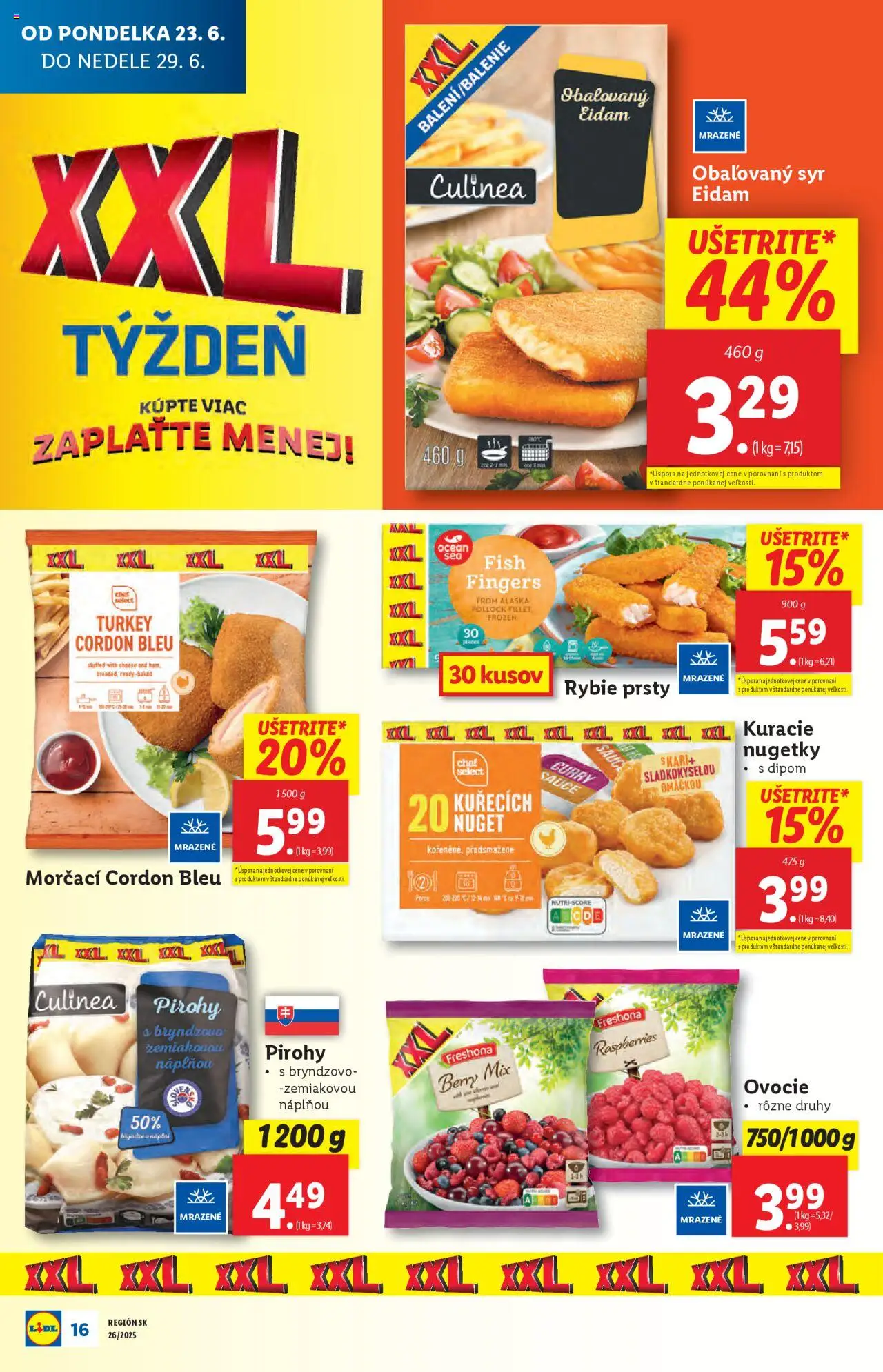 Lidl leták │ platný od 23.06.2025 | Strana: 22 | Produkty: Syr, Pirohy, Eidam, Ovocie