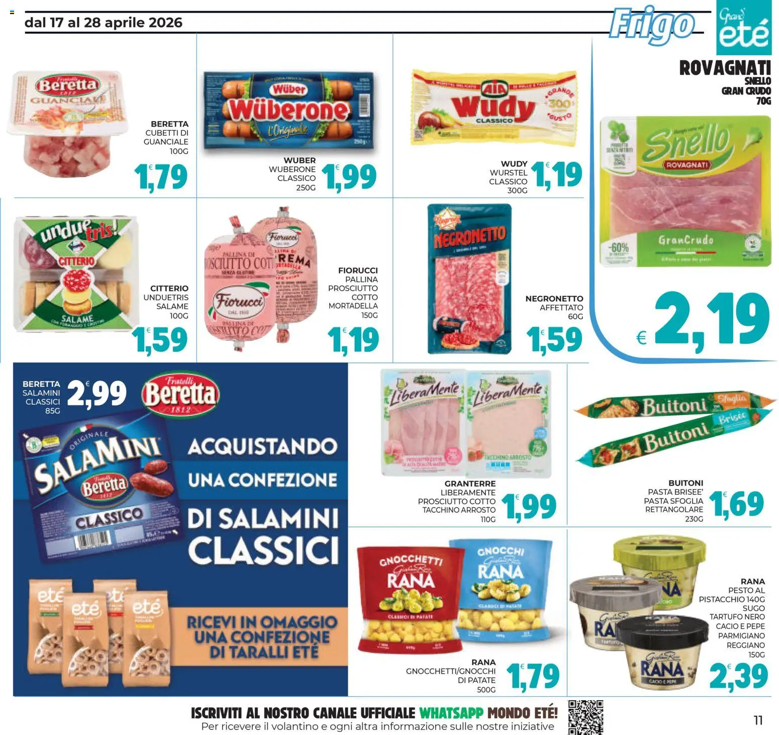 Volantino Eté del 17.04.2026 | Pagina: 11 | Prodotti: Tacchino, Wurstel, Pesto, Guanciale