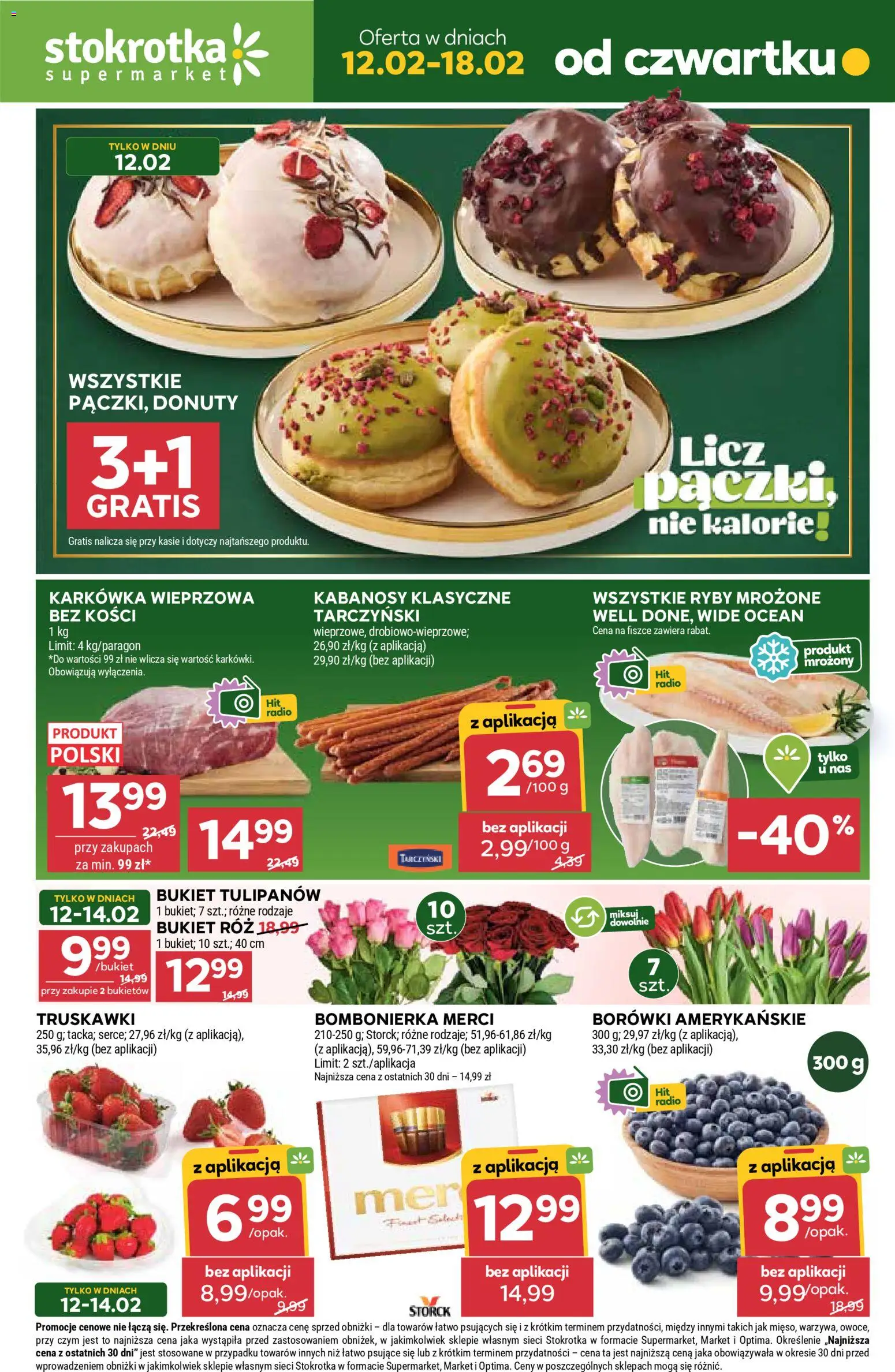 Stokrotka Gazetka od 12.02.2026 | Strona: 1 | Produkty: Bombonierka, Róż, Ryby, Truskawki