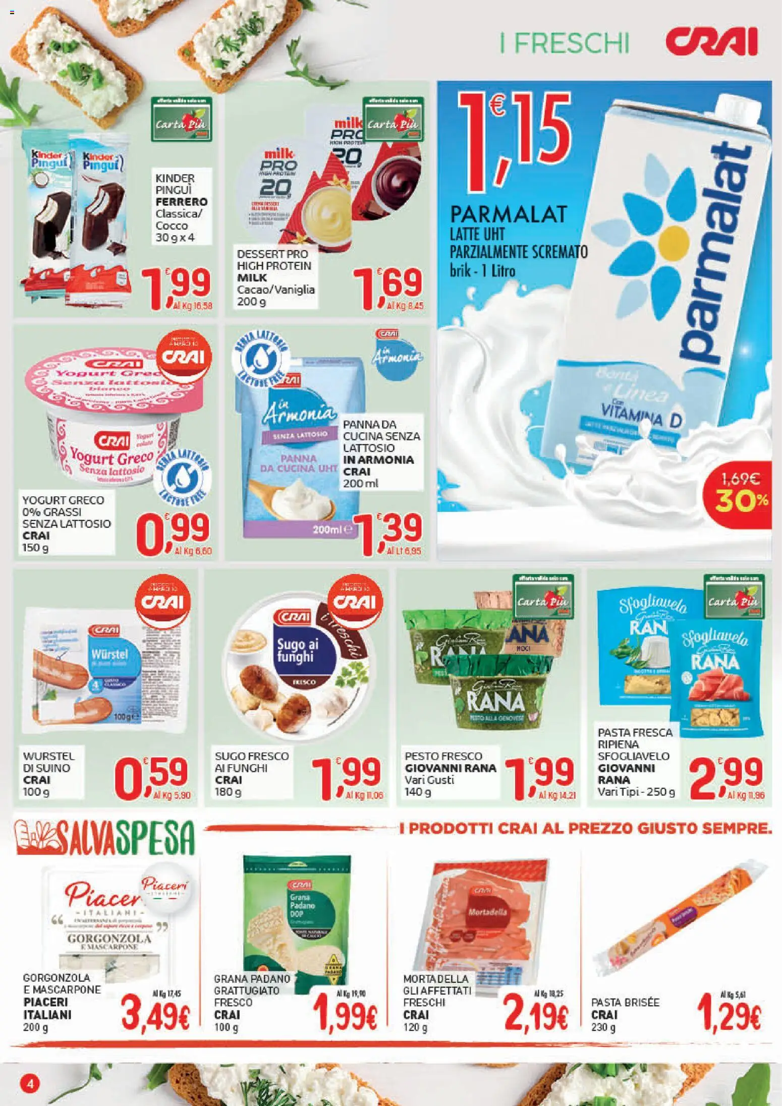 Volantino CRAI del 13.11.2025 | Pagina: 4 | Prodotti: Yogurt, Panna, Latte, Mascarpone