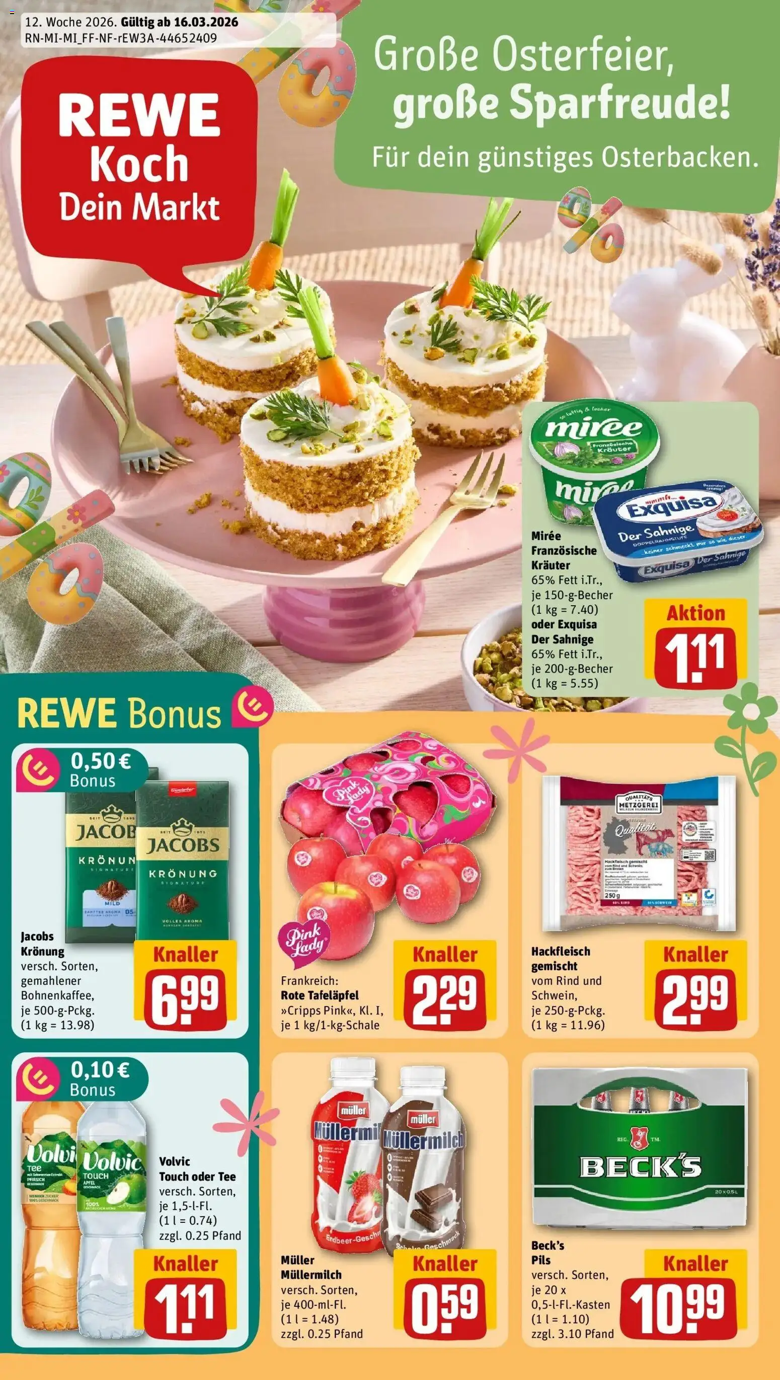 Rewe Prospekt Rauschenberg	 – gültig ab 15.03.2026 | Seite: 1 | Produkte: Volvic touch, Zucker, Müllermilch, Fleisch