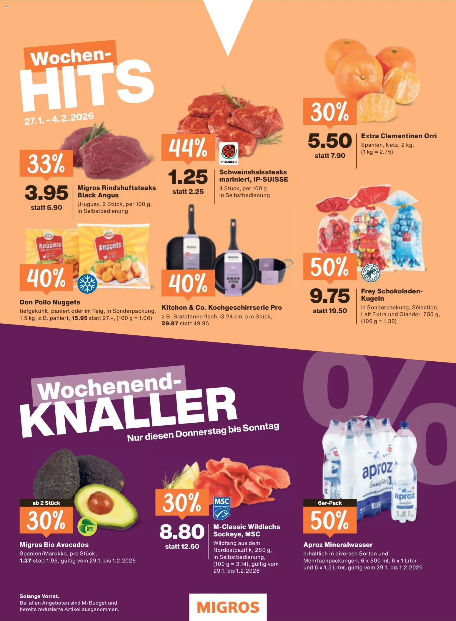 Migros Magazin – gültig ab 27.01.2026 | Seite: 64 | Produkte: Mineralwasser, Avocado