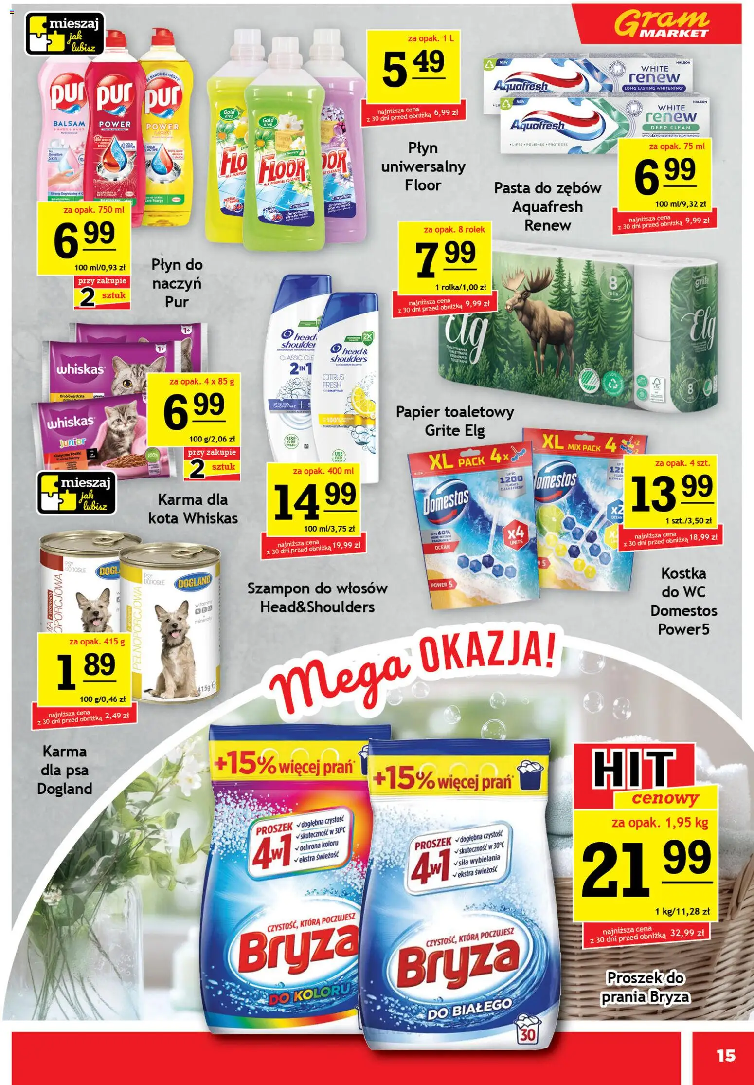Gram Market gazetka od 29.04.2026 | Strona: 15 | Produkty: Domestos, Karma dla psa, Wołowina, Proszek do prania