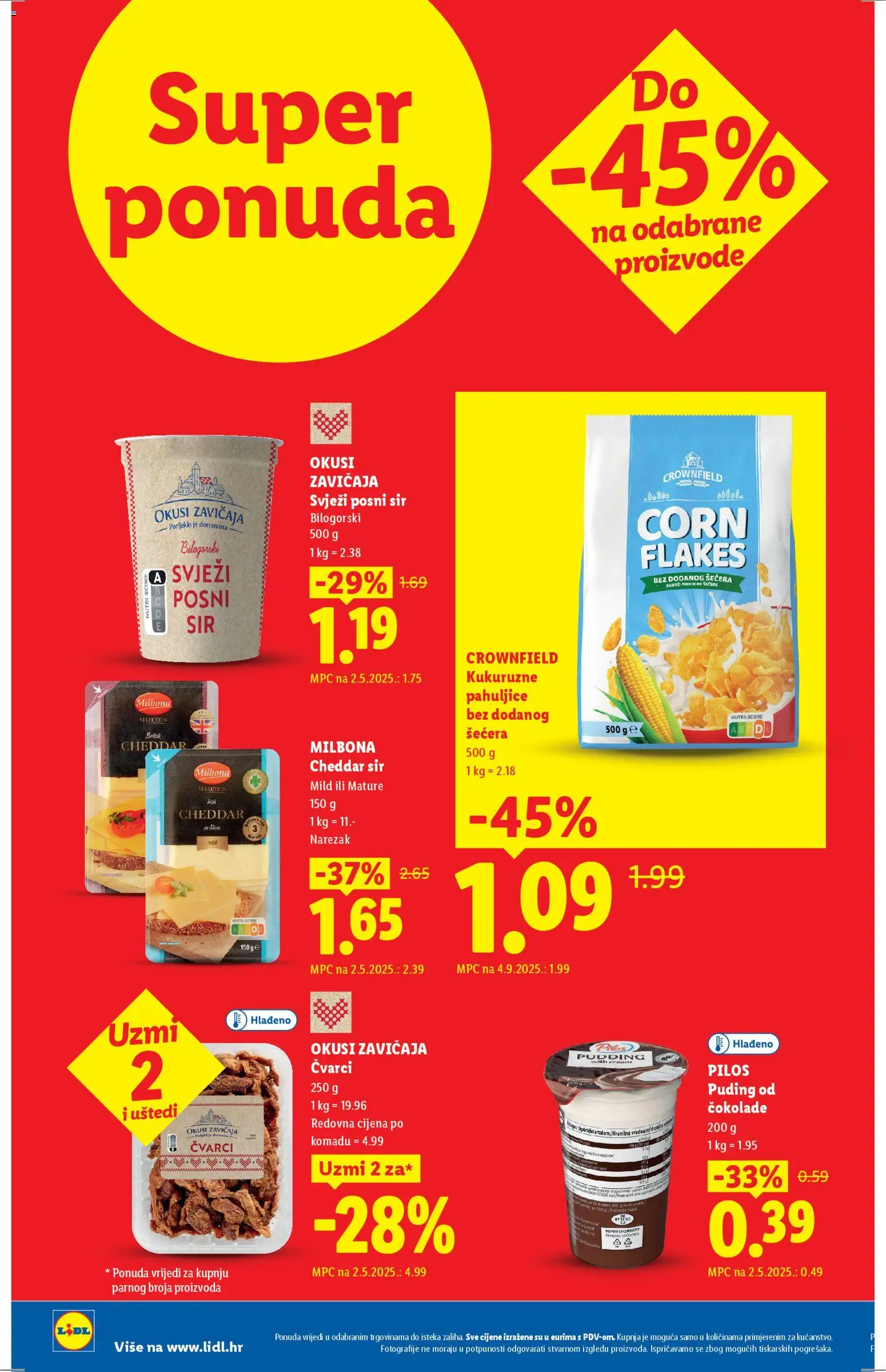 Lidl katalog | vrijedi od 20.04.2026 | Stranica: 2 | Proizvodi: Sir, Puding, Narezak, Pahuljice