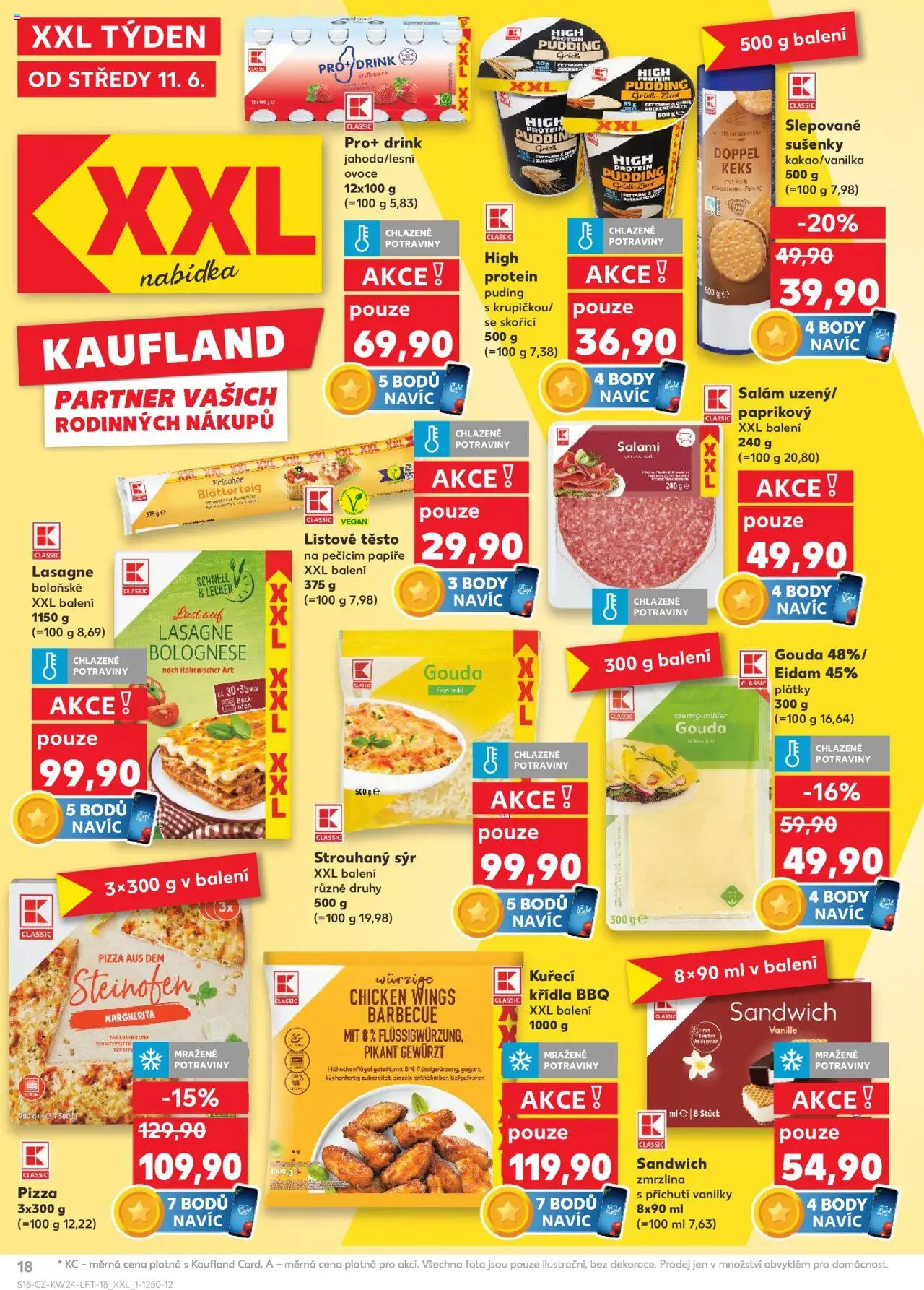 Kaufland leták od 11.06.2025 | Strana: 18 | Produkty: Zmrzlina, Kuřecí Křídla, Body, Lasagne