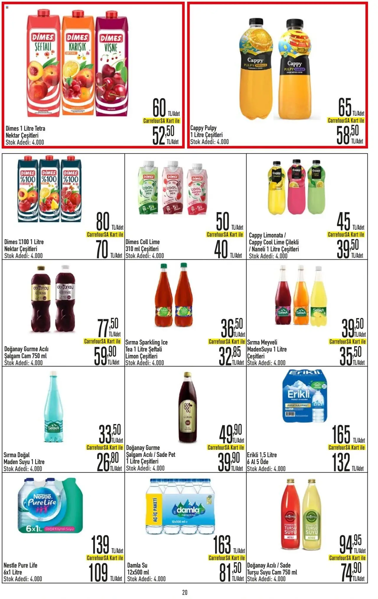 CarrefourSA Katalog - 09.10.2025 tarihinden itibaren geçerlidir | Sayfa: 20 | Ürünler: Limonata, Vişne, Su, Şeftali