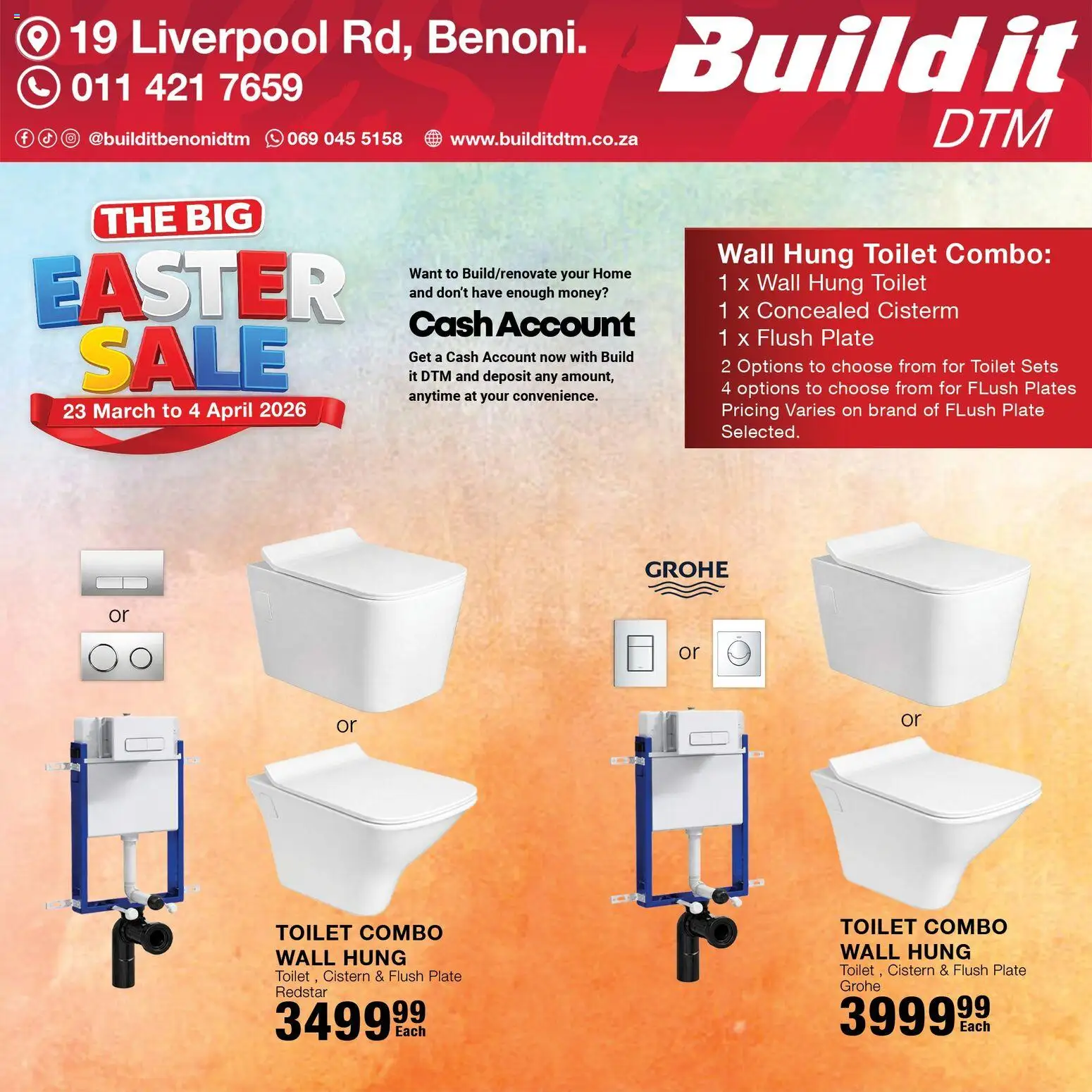 New Build It catalogue – valid from 23.03.2026 | Page: 12 | Products: Plate, Toilet, Cistern