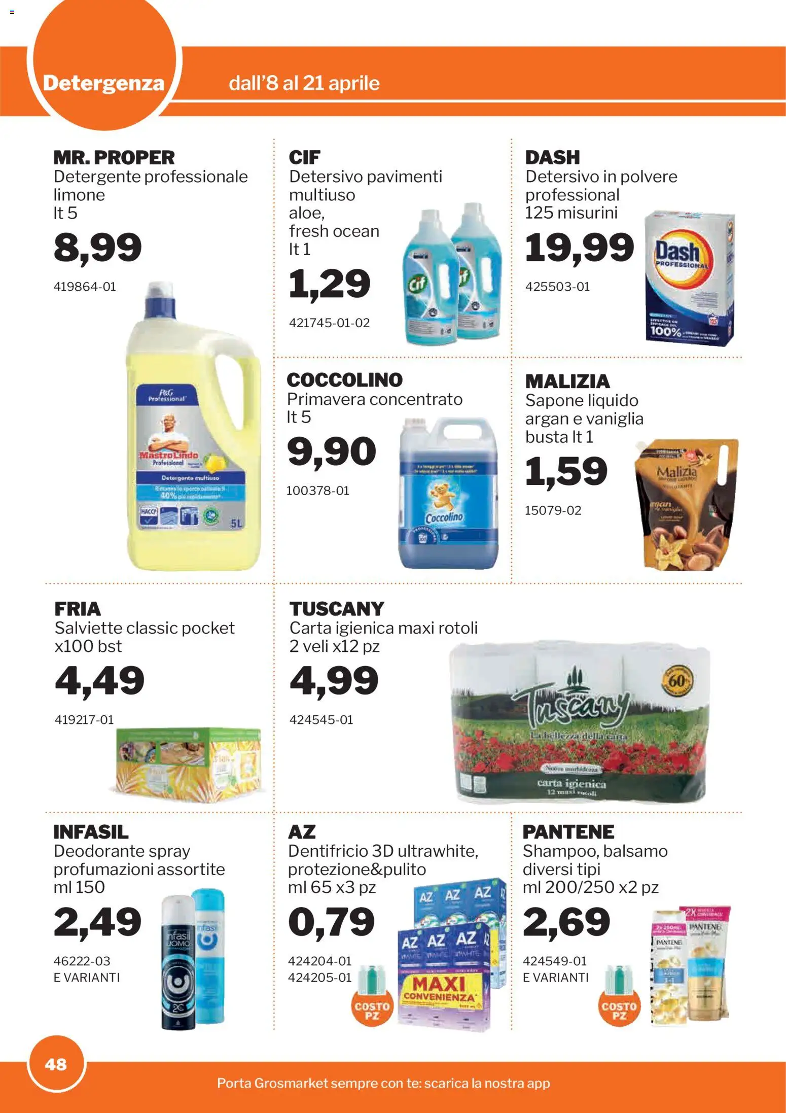 Volantino Sogegross del 08.04.2026 | Pagina: 48 | Prodotti: Balsamo, Carta igienica, Dentifricio, Detergente