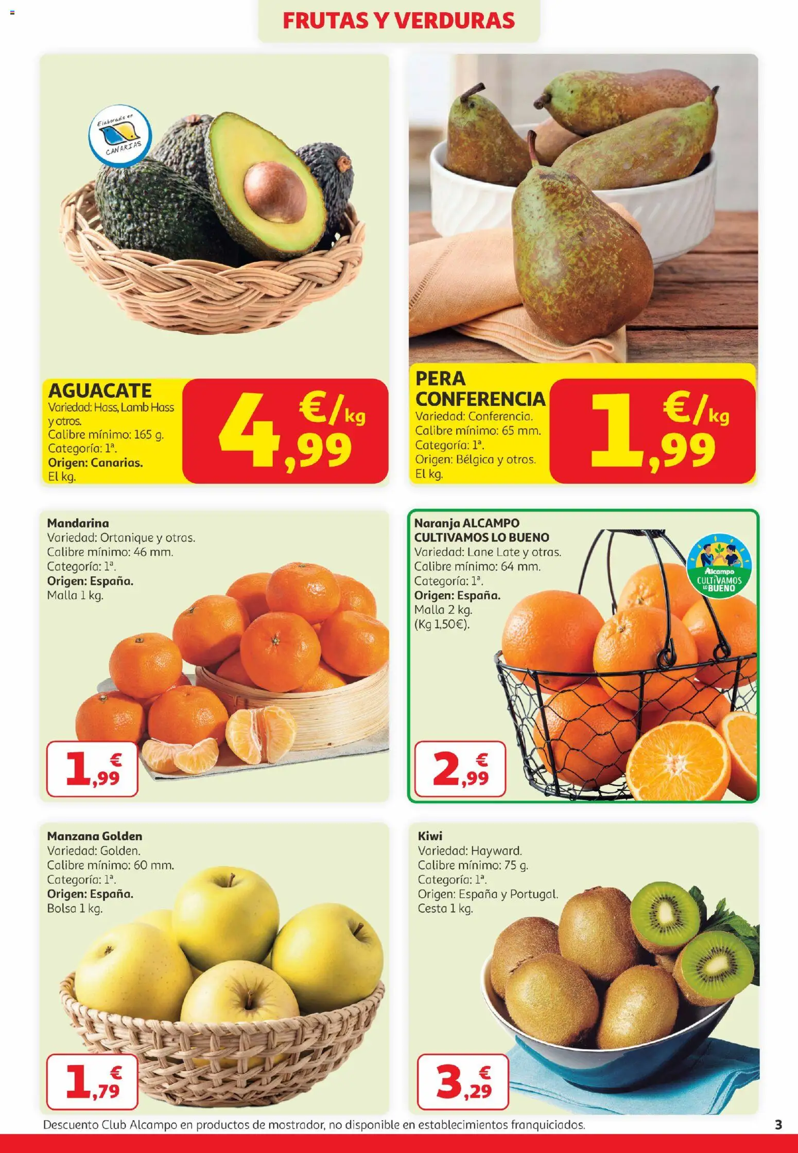 Alcampo  Canarias │ válido desde el 25.03.2026 | Página: 3 | Productos: Kiwi, Manzana, Bolsa, Cesta