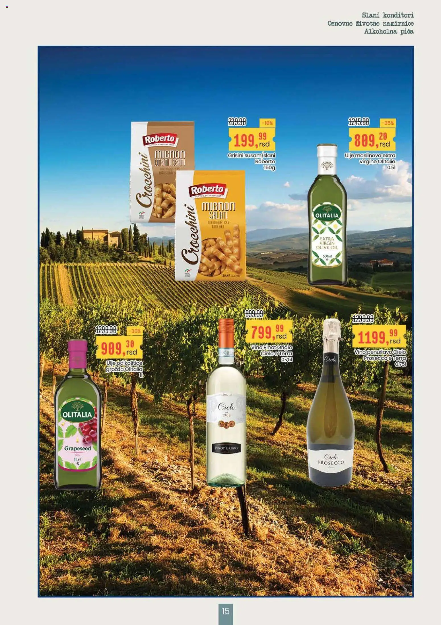 Aroma Market katalog - važi od 27.11.2025 | Strana: 15 | Proizvode: Pinot grigio, Ulje, Pica, Vino