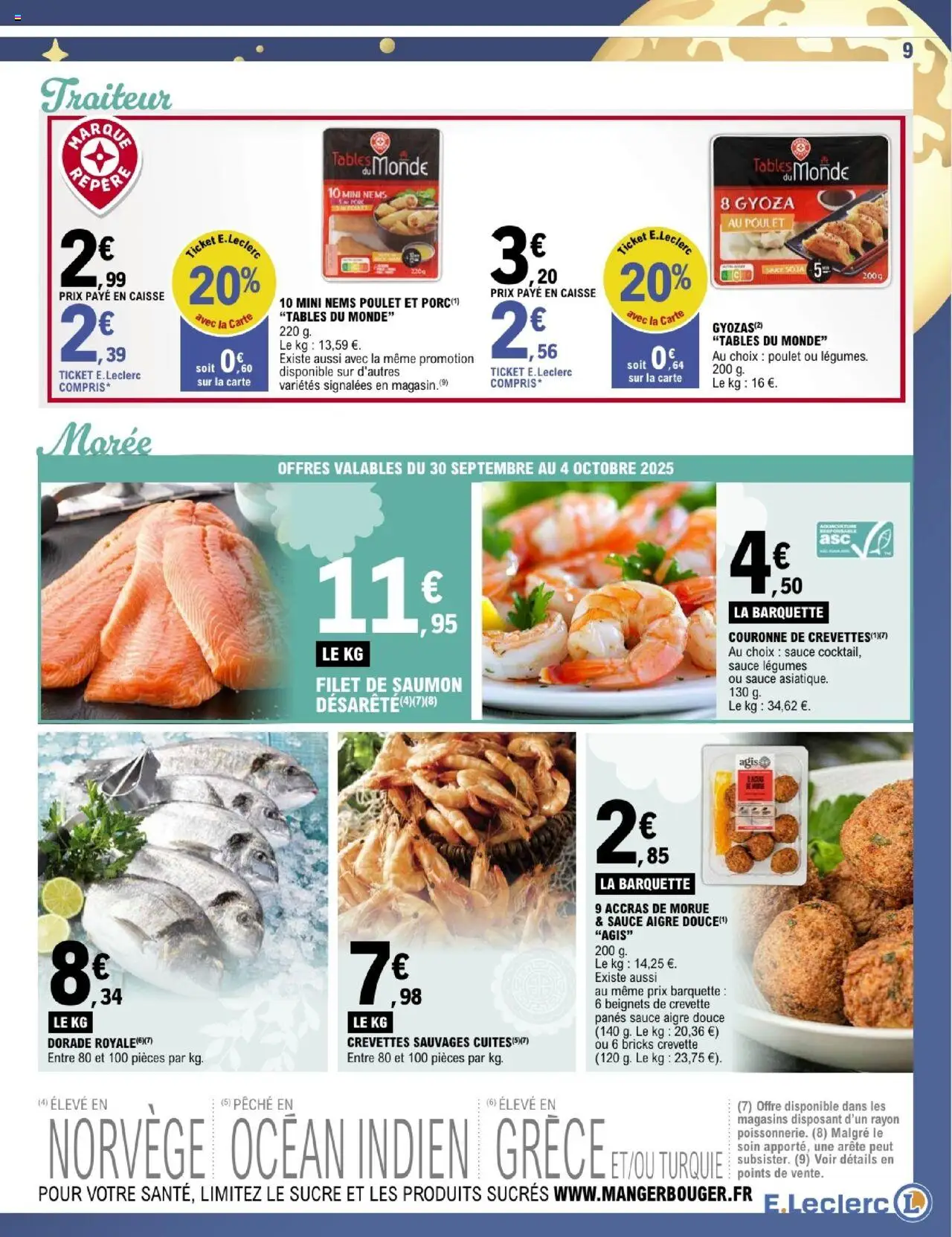 {H1} | Page: 9 | Produits: Sucre, Crevette, Crevettes, Filet de saumon