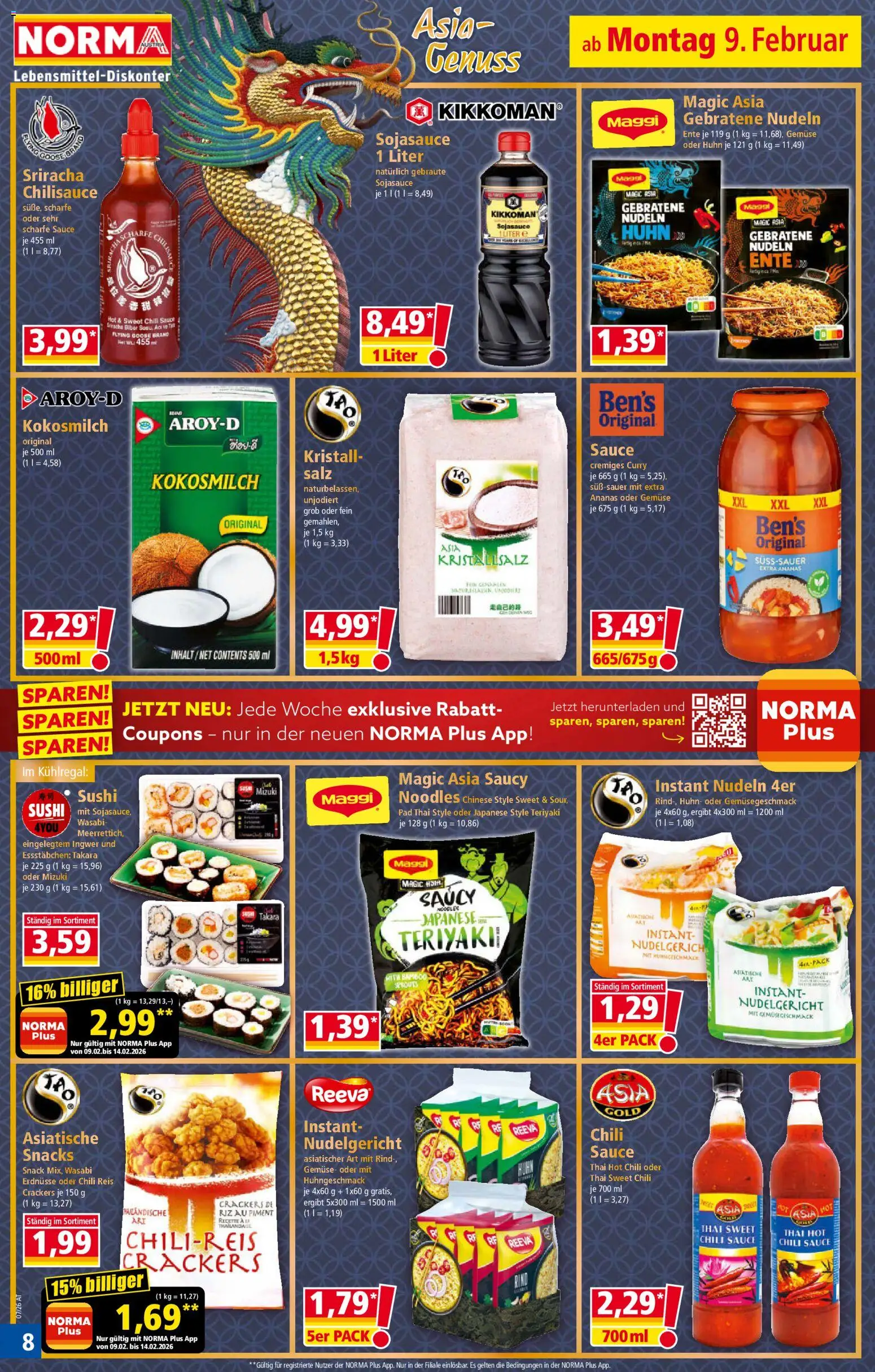 Norma Flugblatt gültig ab 09.02.2026 | Seite: 8 | Produkte: Gemüse, Reis, Nudeln, Ananas