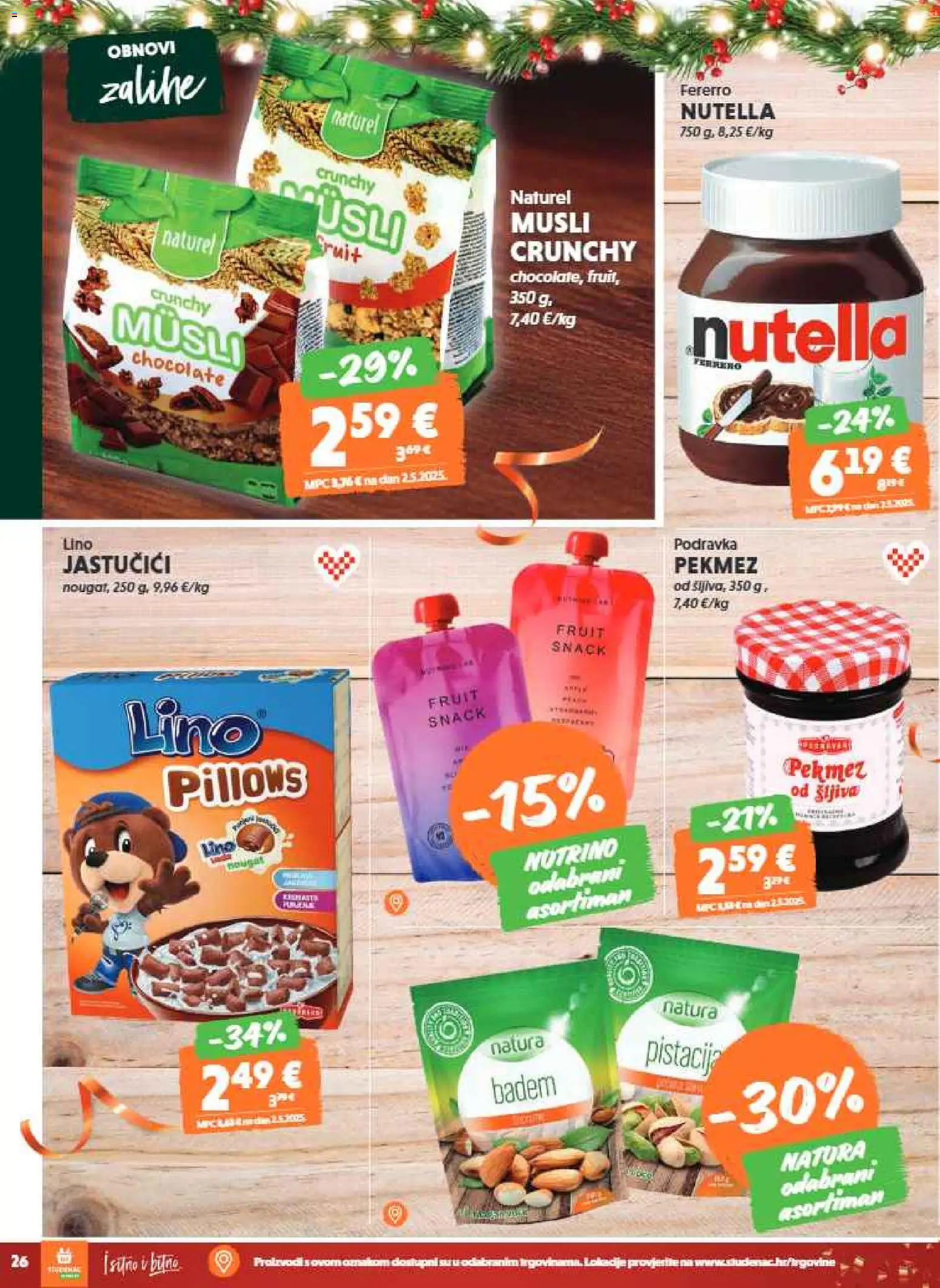 Studenac katalog | vrijedi od 17.12.2025 | Stranica: 26 | Proizvodi: Nutella, Pekmez, Musli, Badem