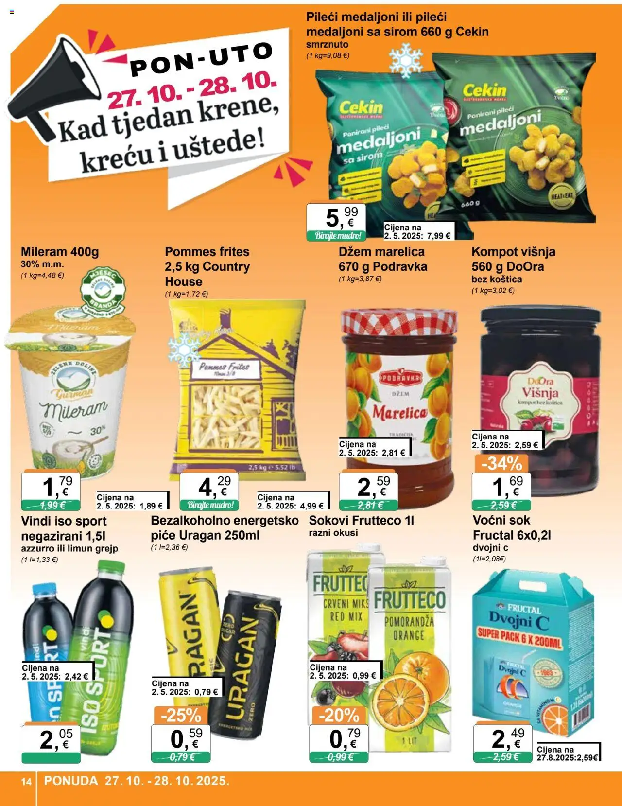 KTC katalog | vrijedi od 22.10.2025 | Stranica: 14 | Proizvodi: Sok, Podravka, Kompot, Mileram
