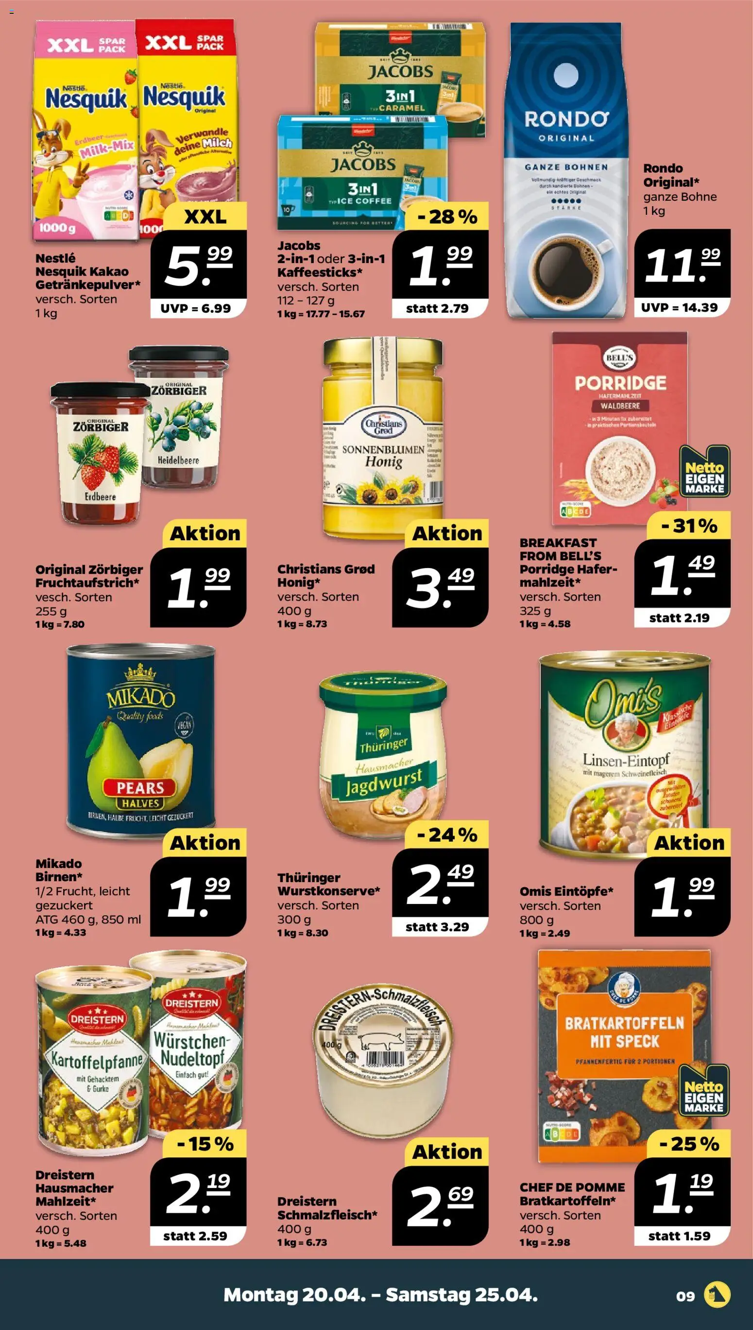 Netto Prospekt 	 – gültig ab 20.04.2026 | Seite: 9 | Produkte: Nesquik, Milch, Schweinefleisch