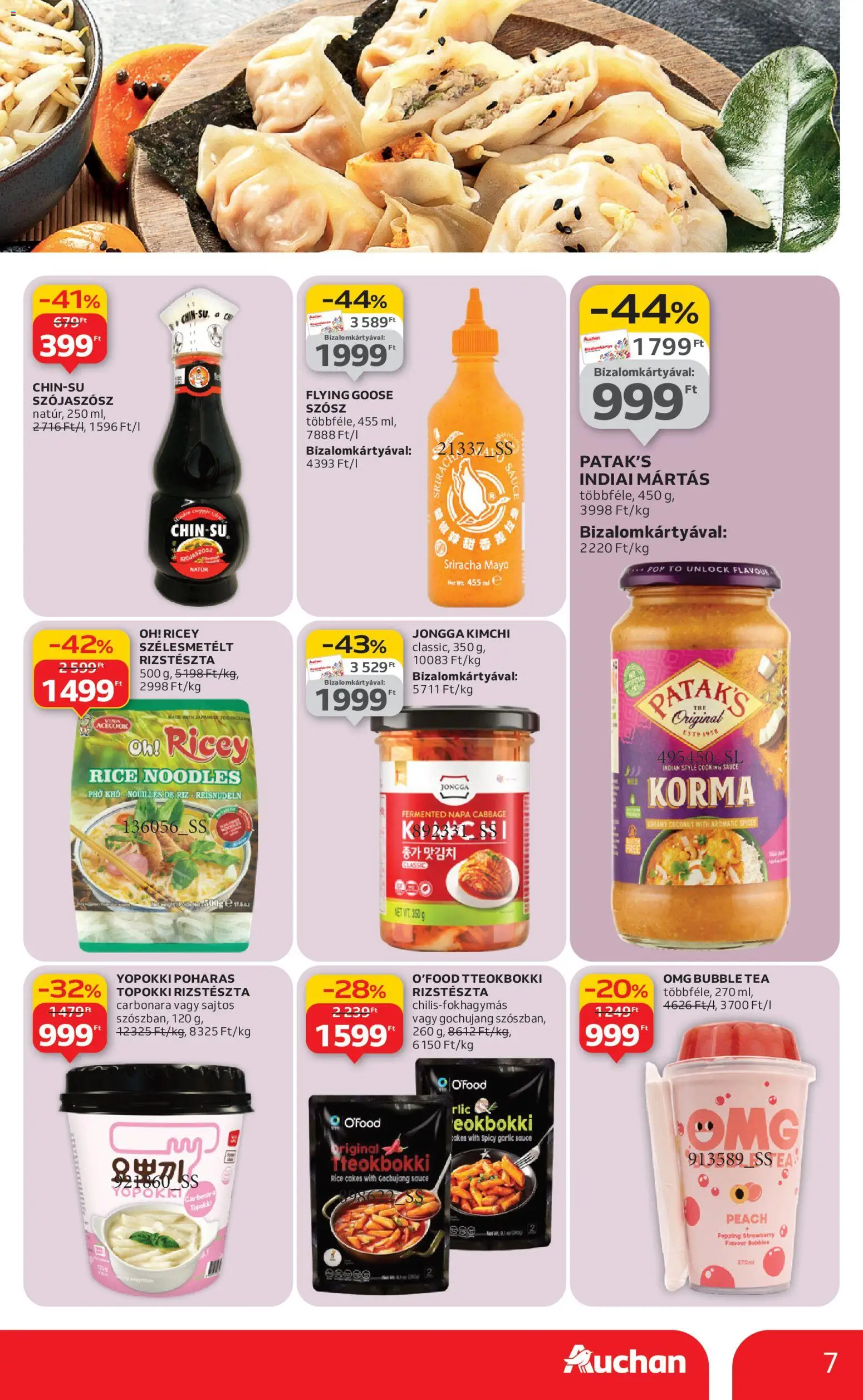 Auchan akciós ujság - amely érvényes a következő dátumtól: 29.01.2026 | Oldal: 7 | Termékek: Rizstészta, Szójaszósz, Tea, Szósz