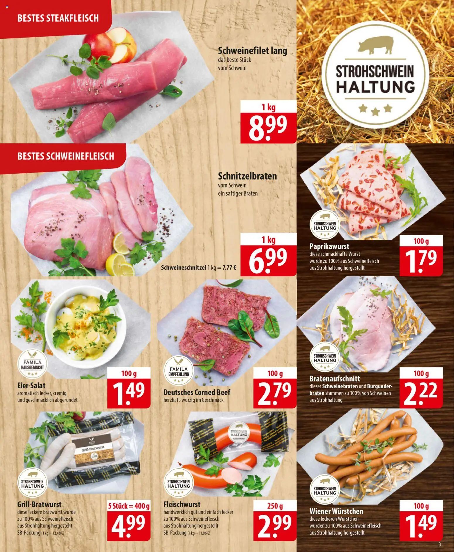 Famila Prospekt 	 – gültig ab 26.01.2026 | Seite: 3 | Produkte: Wiener wurstchen, Bratwurst, Wurst, Schweinefleisch