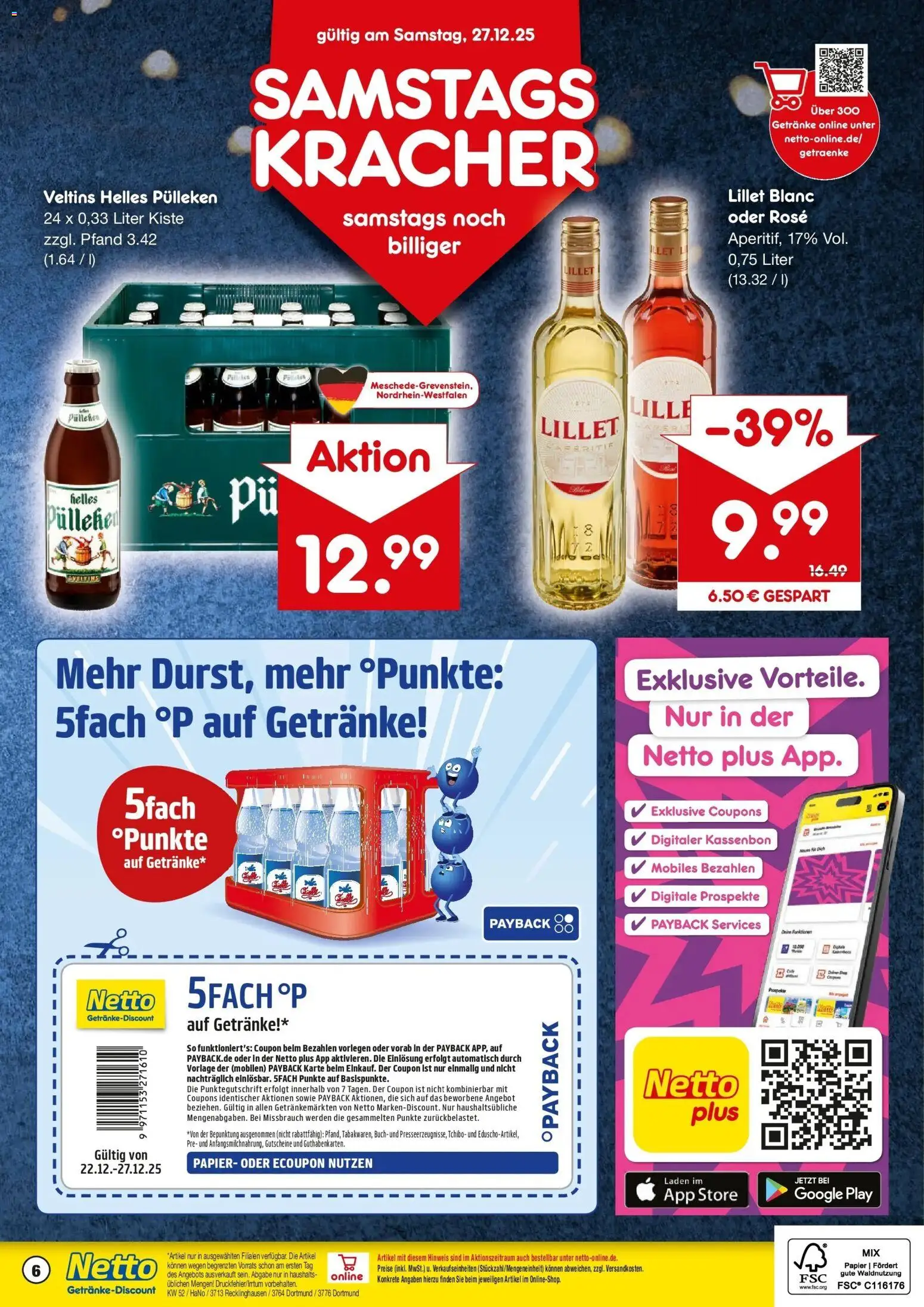 Netto Marken-Discount prospekt Recklinghausen	 – gültig ab 22.12.2025 | Seite: 7 | Produkte: Helles pulleken, Lillet, Veltins